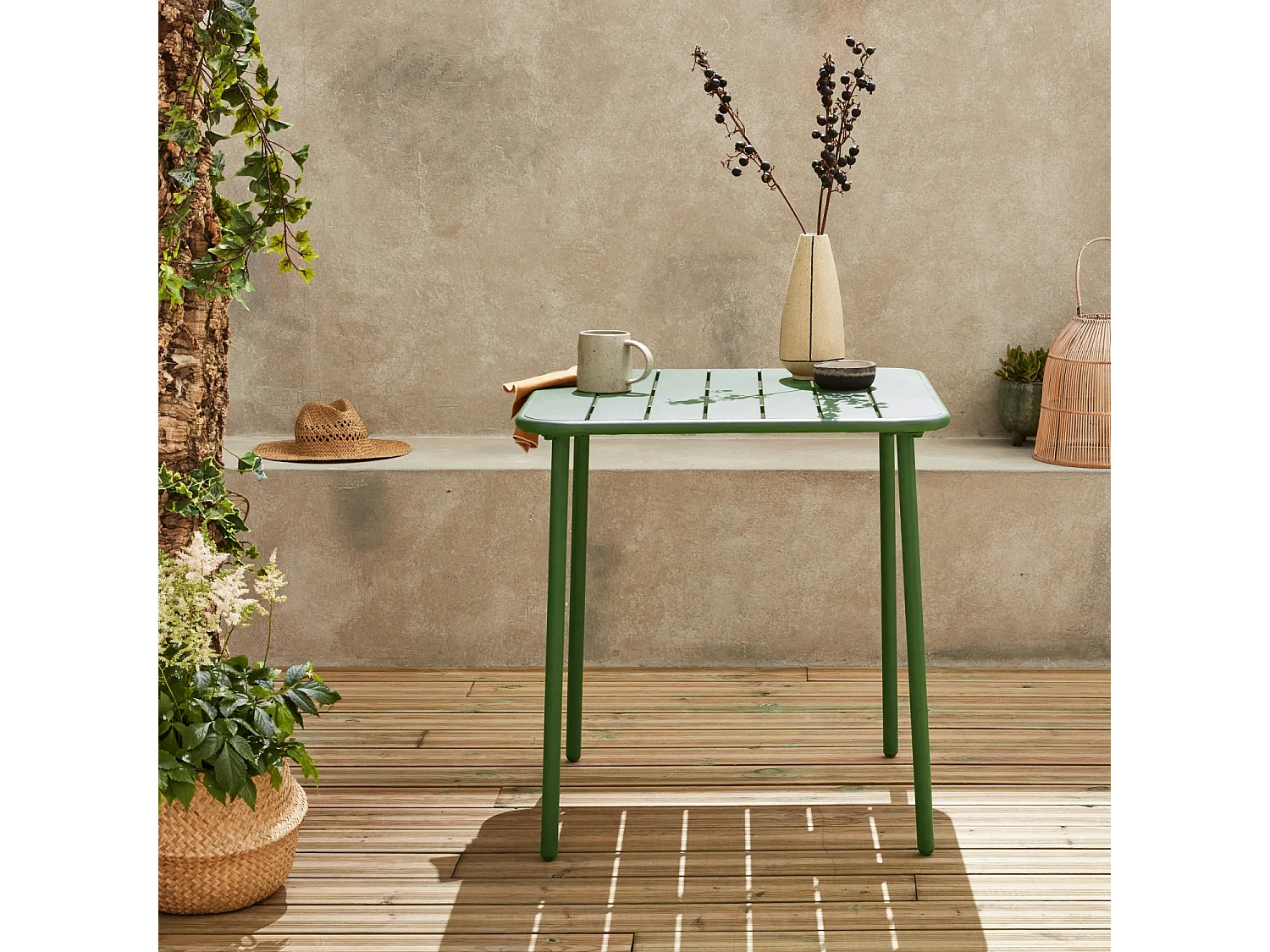 Tavolo da giardino in metallo 2 posti, verde