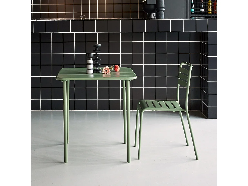 Tavolo da giardino in metallo 2 posti, 70cm, verde