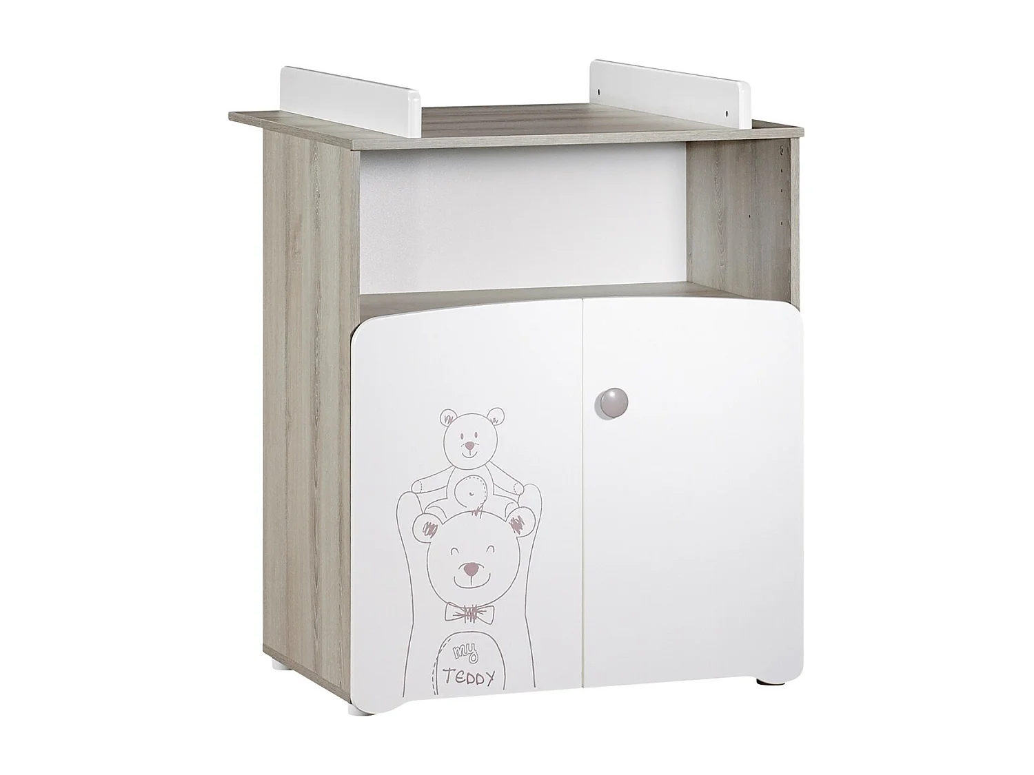 Commode à langer 2 portes 97x76x66cm en bois blanc TEDDY - BabyPrice