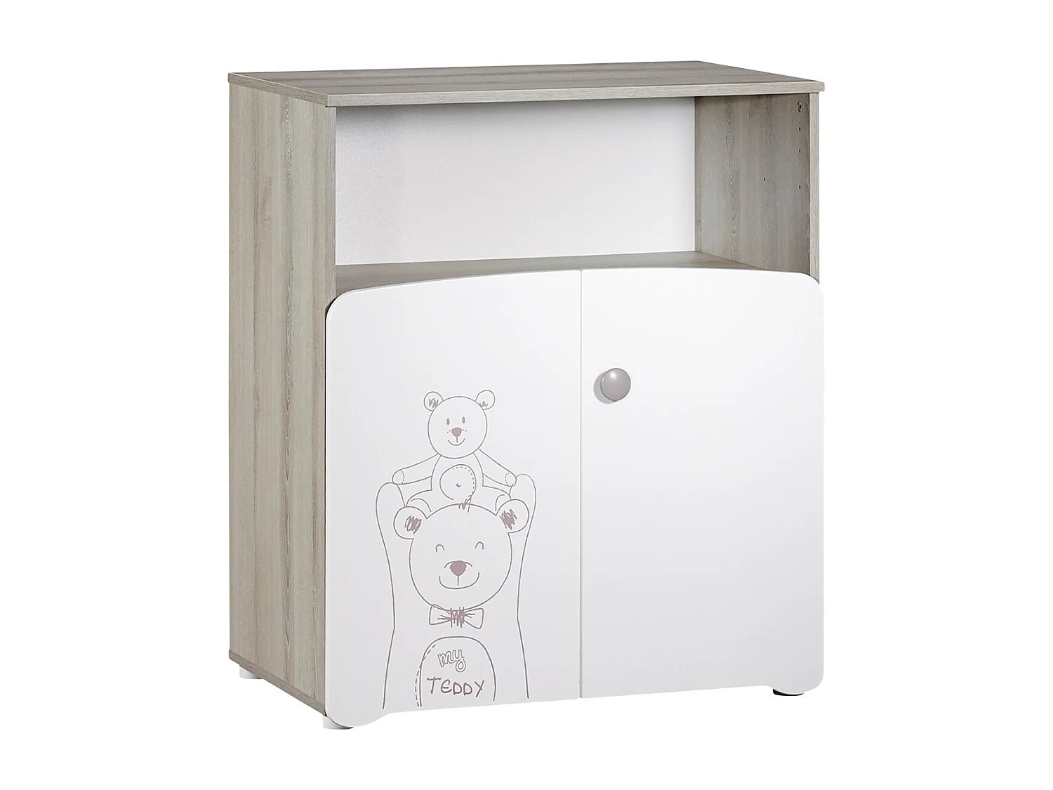 Commode à langer 2 portes 97x76x66cm en bois blanc TEDDY - BabyPrice