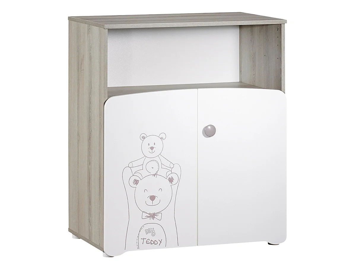 Commode à langer 2 portes 97x76x66cm en bois blanc TEDDY - BabyPrice
