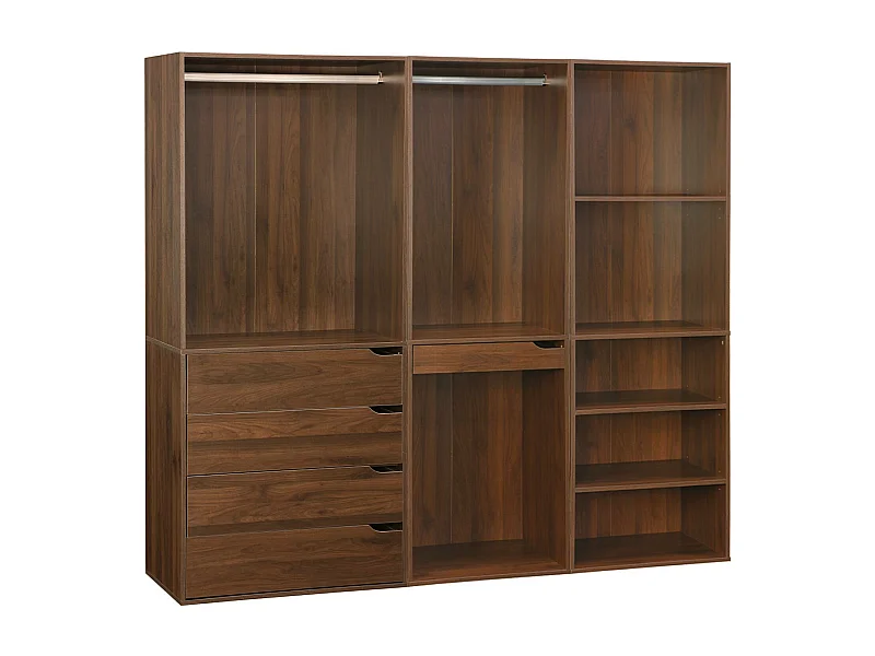 Armadio guardaroba modulare con 3 elementi, marrone