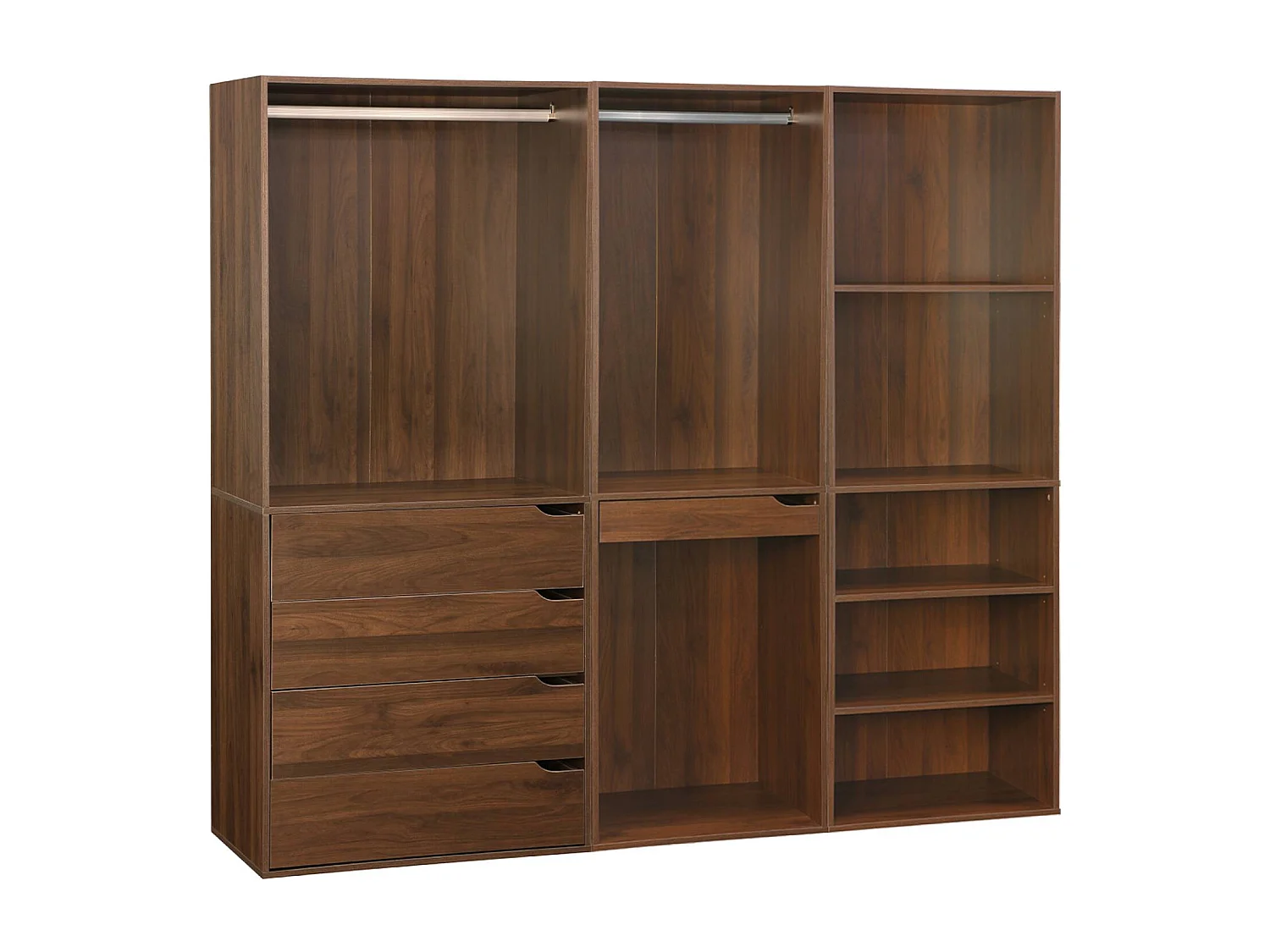 Kit guardaroba modulare decorazione legno 3 elementi, noce
