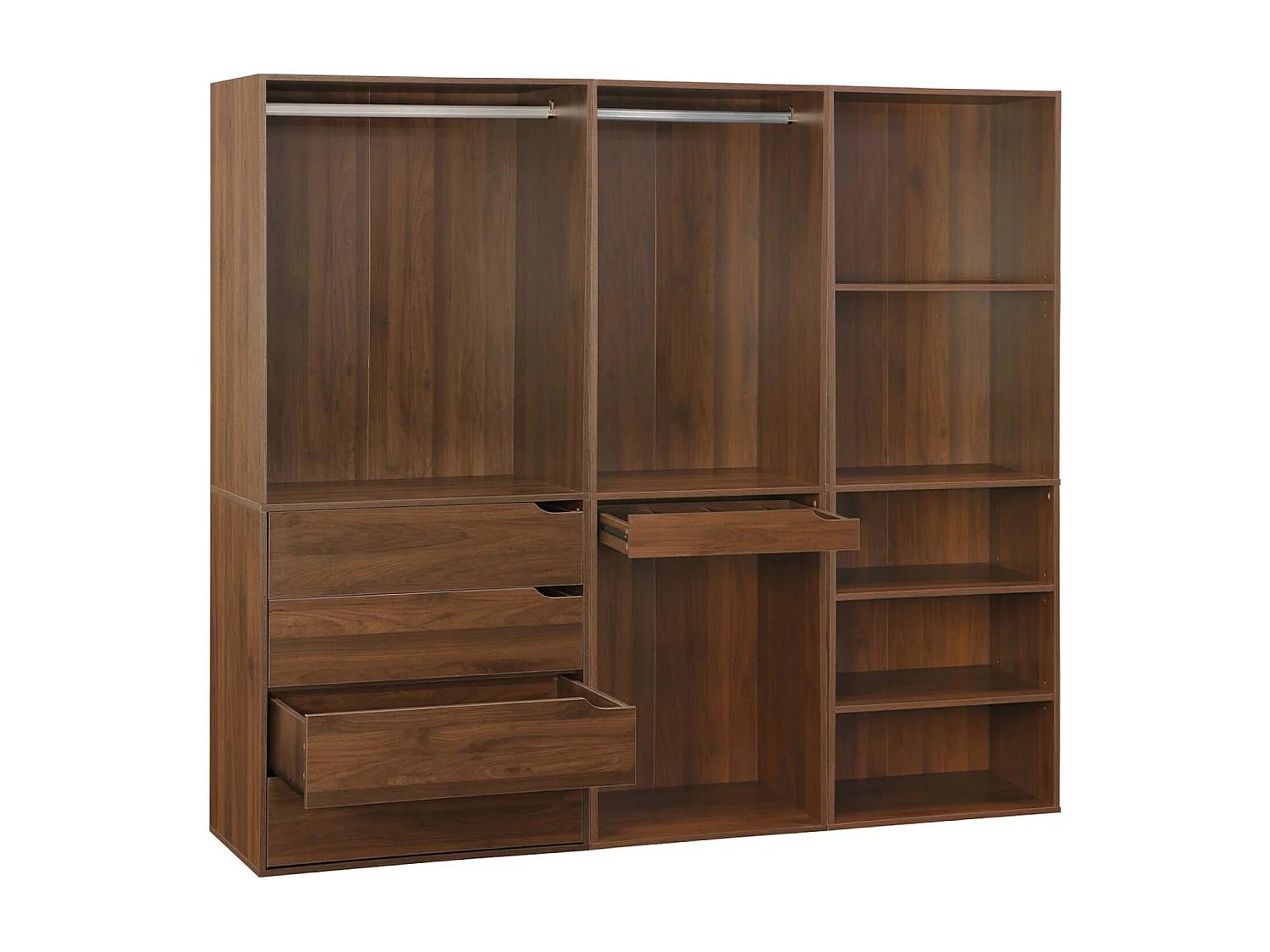 Kit guardaroba modulare decorazione legno 3 elementi, noce