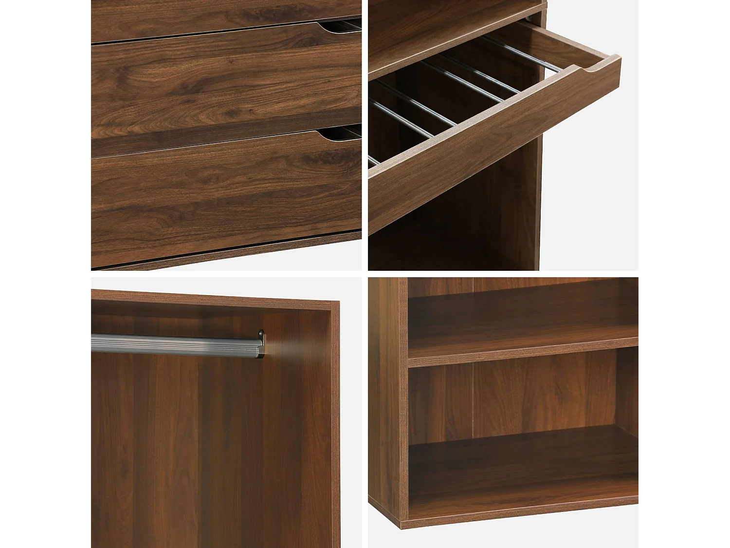 Kit guardaroba modulare decorazione legno 3 elementi, noce