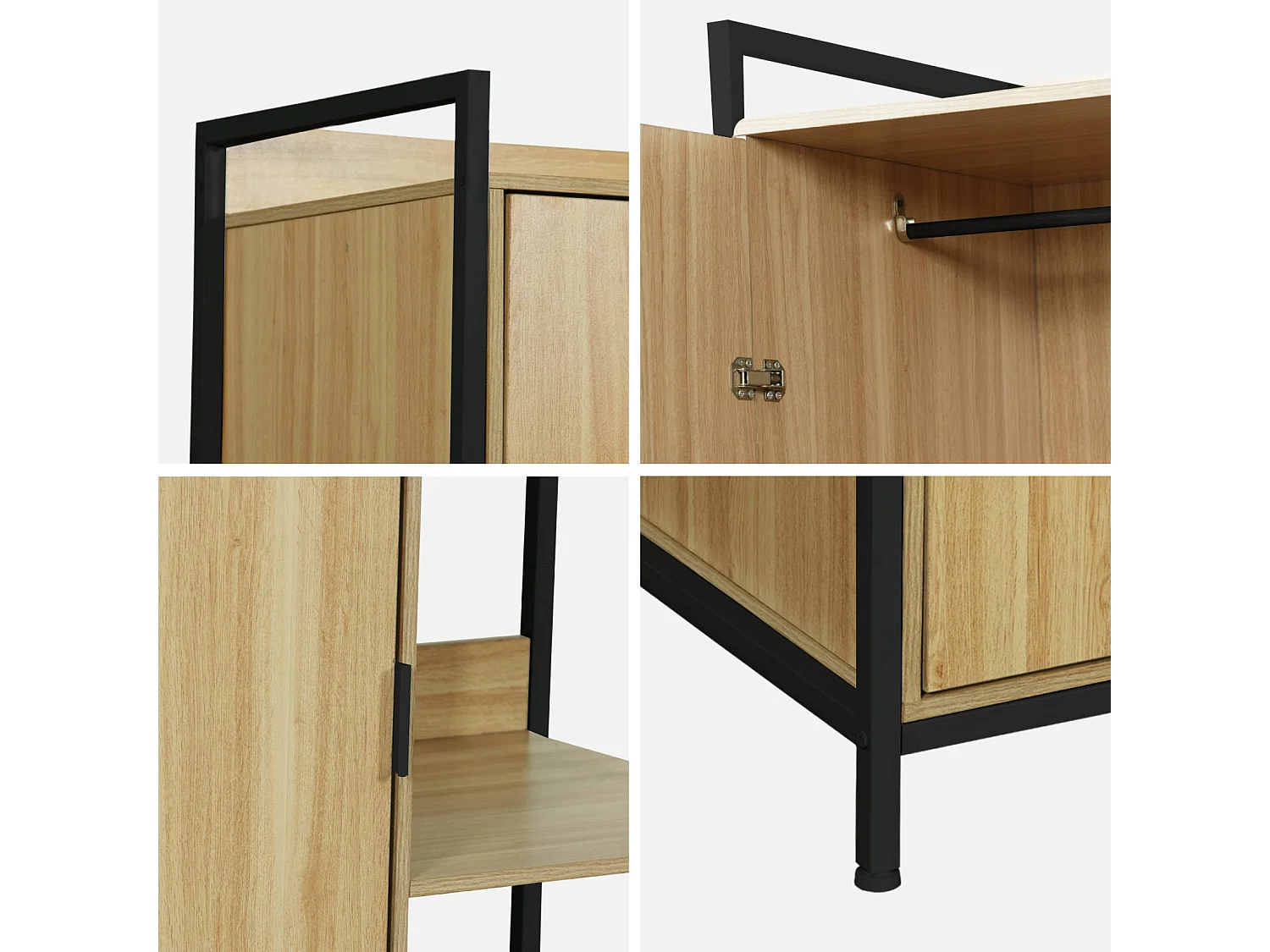 Module dressing noir avec 1 penderie. 6 étagères et 1 porte. L 100 x P 48 x H 190 cm