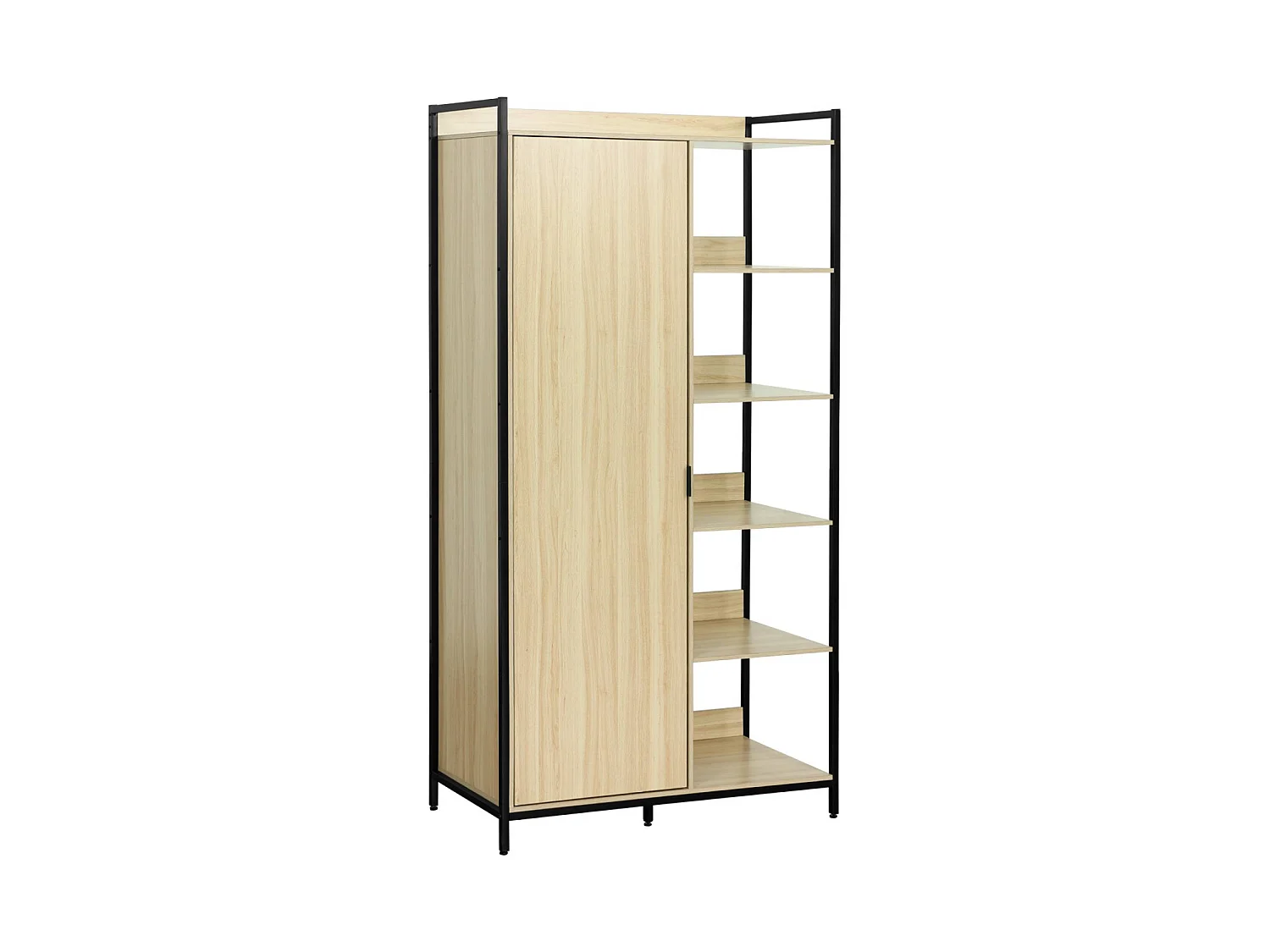Modulo armadio con 1 armadio, 6 ripiani e 1 anta, nero