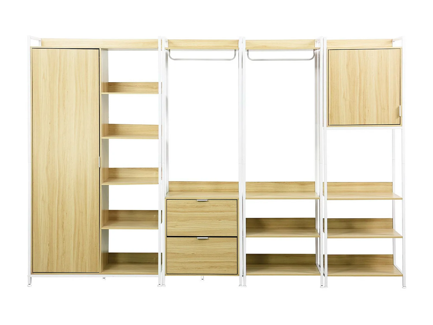 Kit dressing modulable blanc avec 4 éléments. L 280 x P 48 x H 190 cm