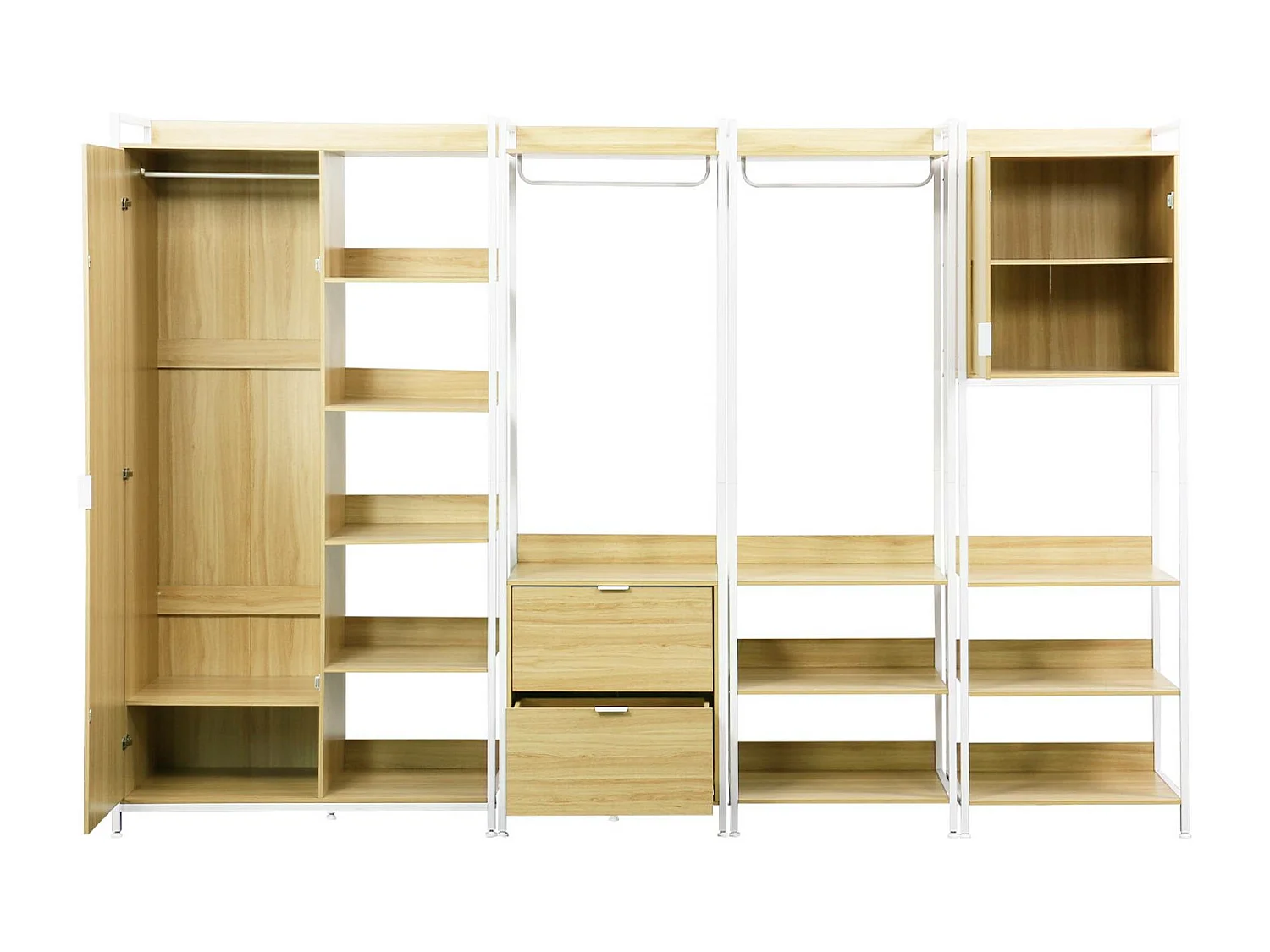 Kit dressing modulable blanc avec 4 éléments. L 280 x P 48 x H 190 cm