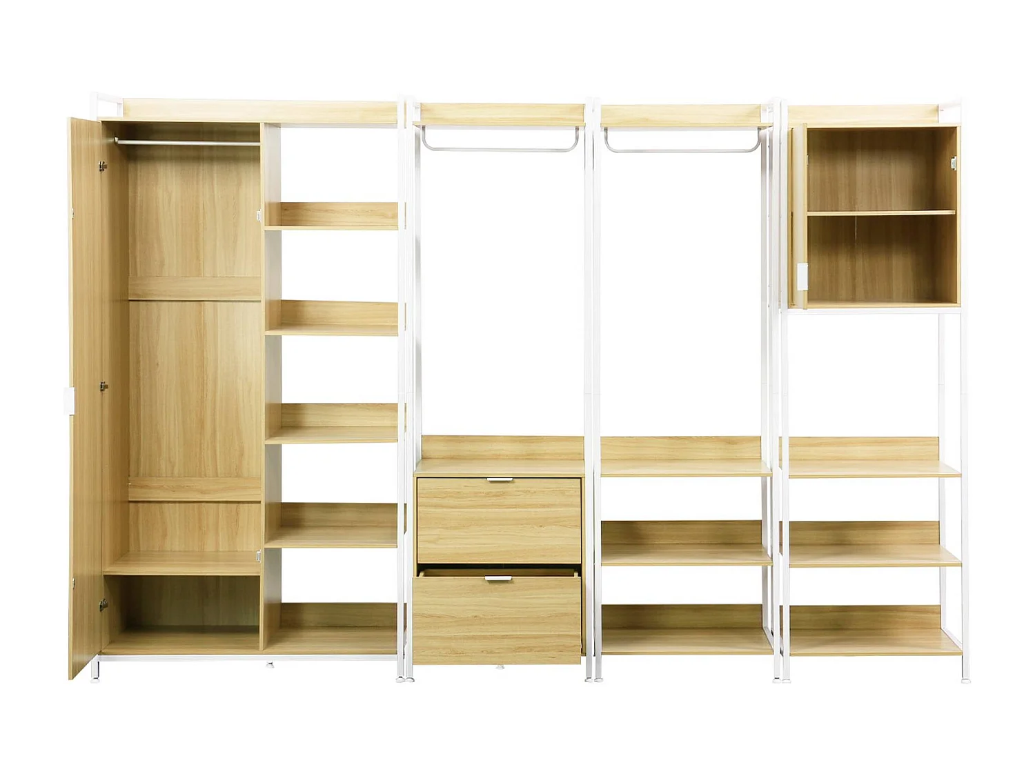 Kit dressing modulable blanc avec 4 éléments. L 280 x P 48 x H 190 cm