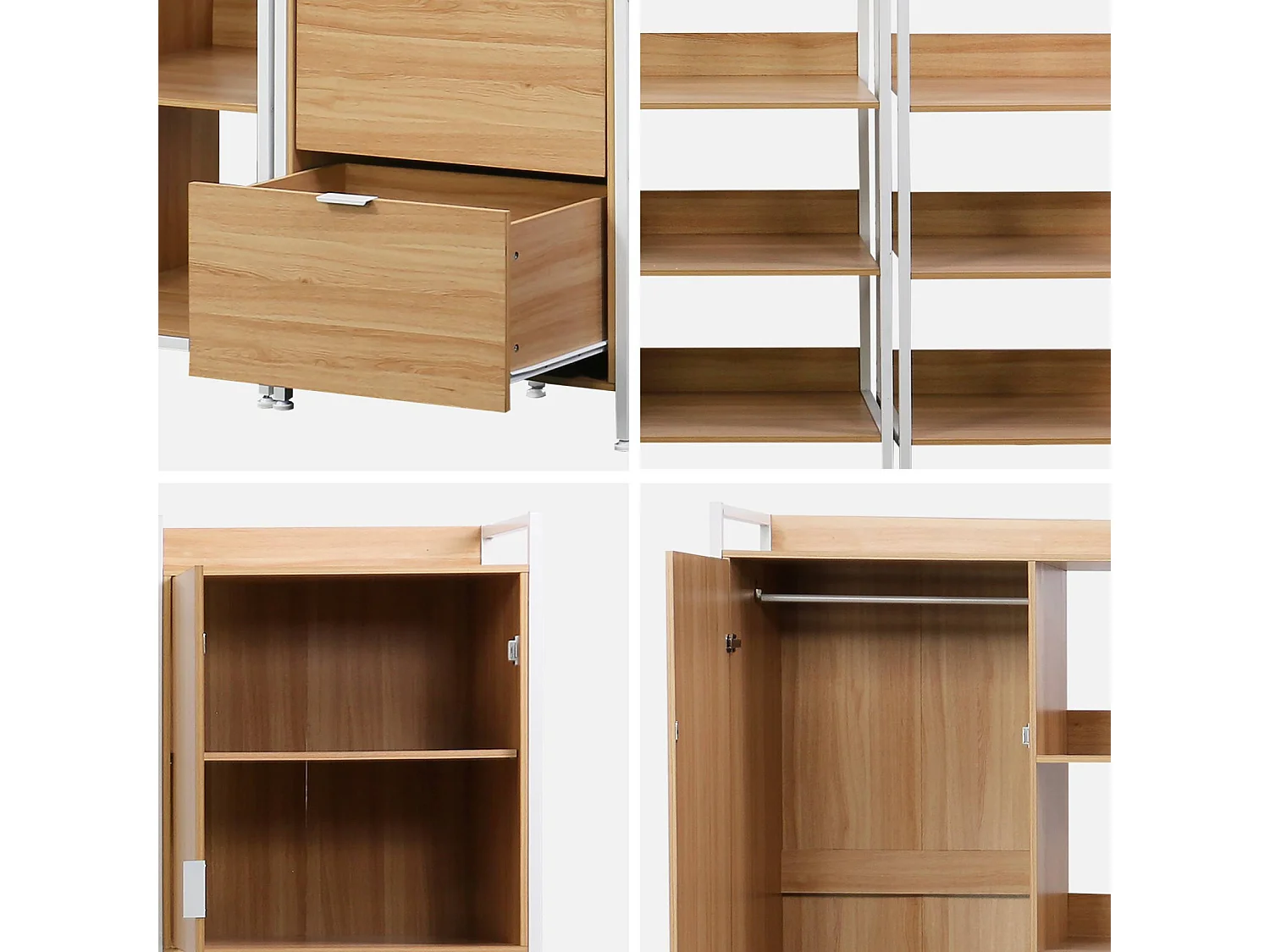 Kit dressing modulable blanc avec 4 éléments. L 280 x P 48 x H 190 cm