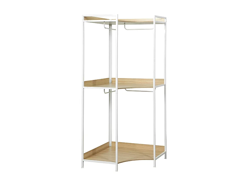 Module dressing d'angle blanc avec 4 penderies et 2 étagères. L 80 x P 80 x H 190 cm