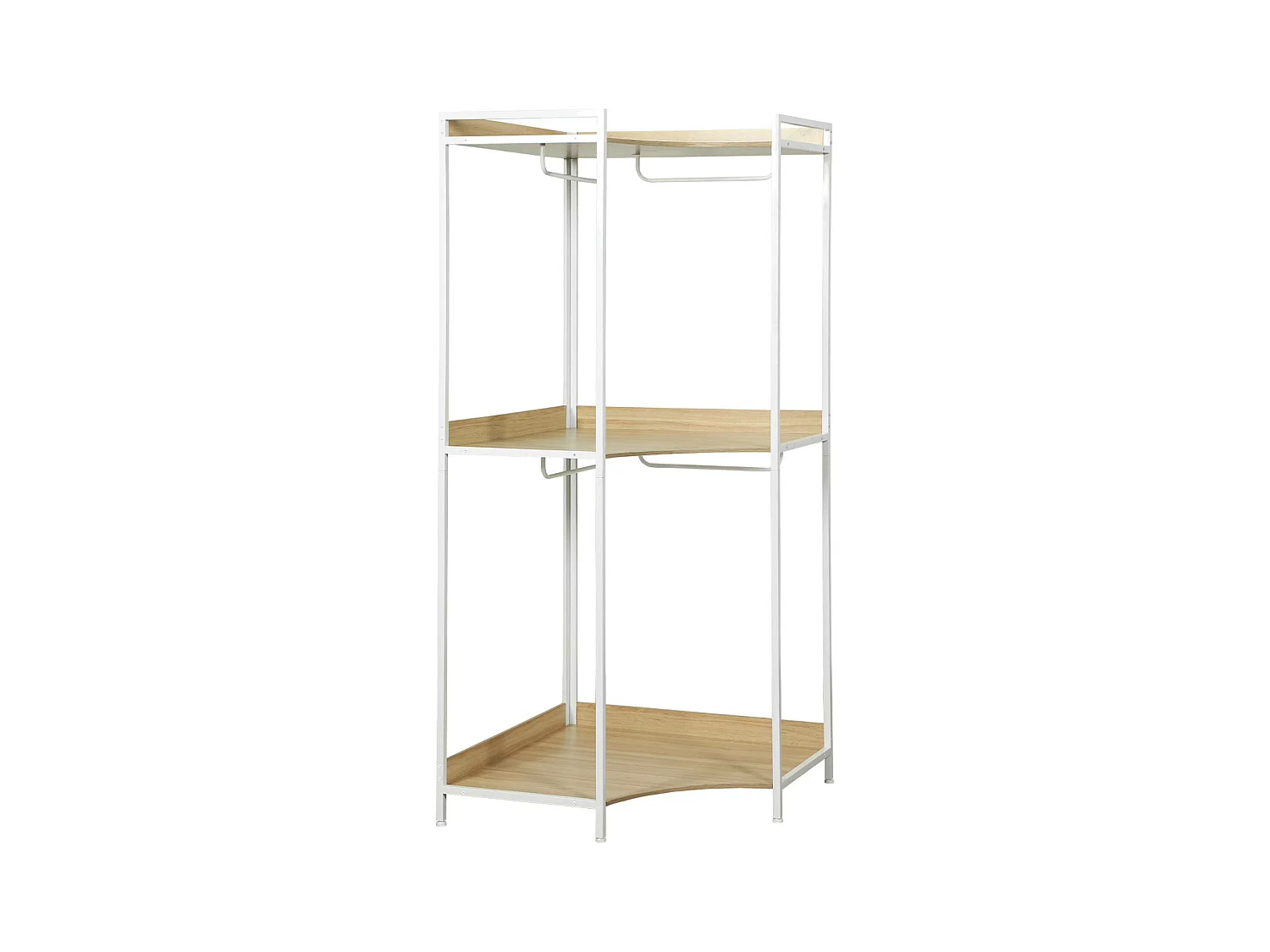 Module dressing d'angle blanc avec 4 penderies et 2 étagères. L 80 x P 80 x H 190 cm