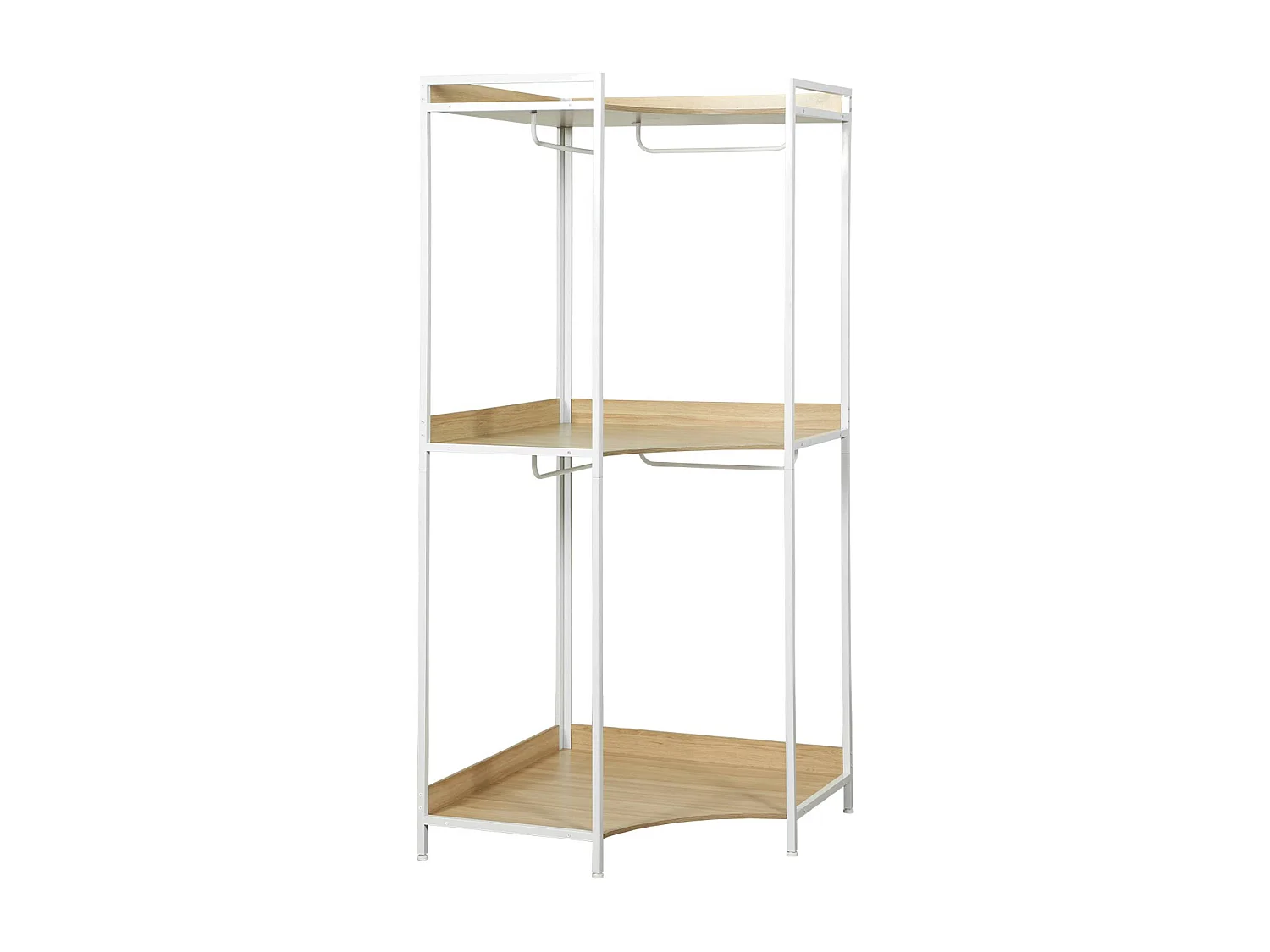 Module dressing d'angle blanc avec 4 penderies et 2 étagères. L 80 x P 80 x H 190 cm