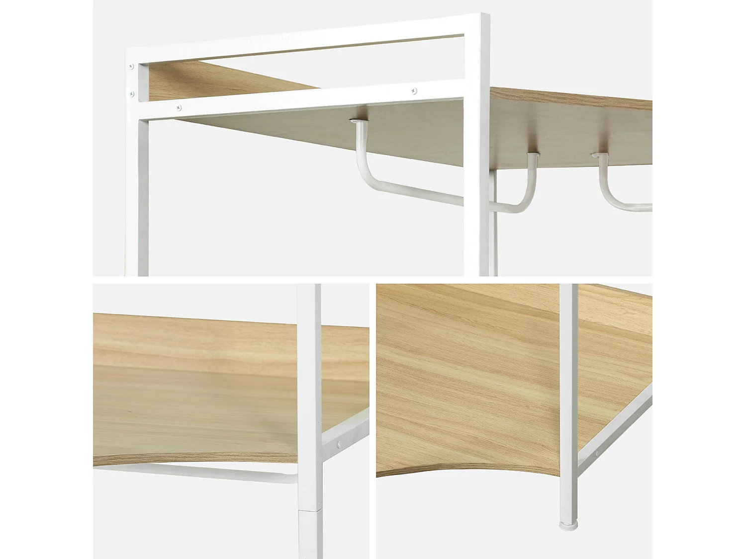 Modulo guardaroba angolare con 4 armadi e 2 ripiani, bianco