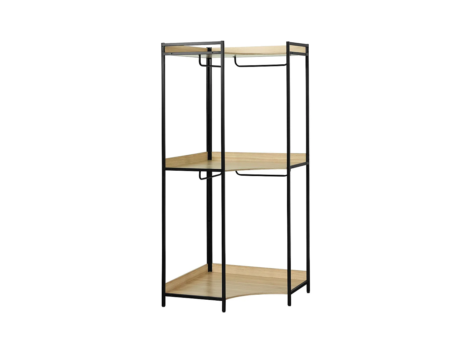 Module dressing d'angle noir avec 4 penderies et 2 étagères. L 80 x P 80 x H 190 cm