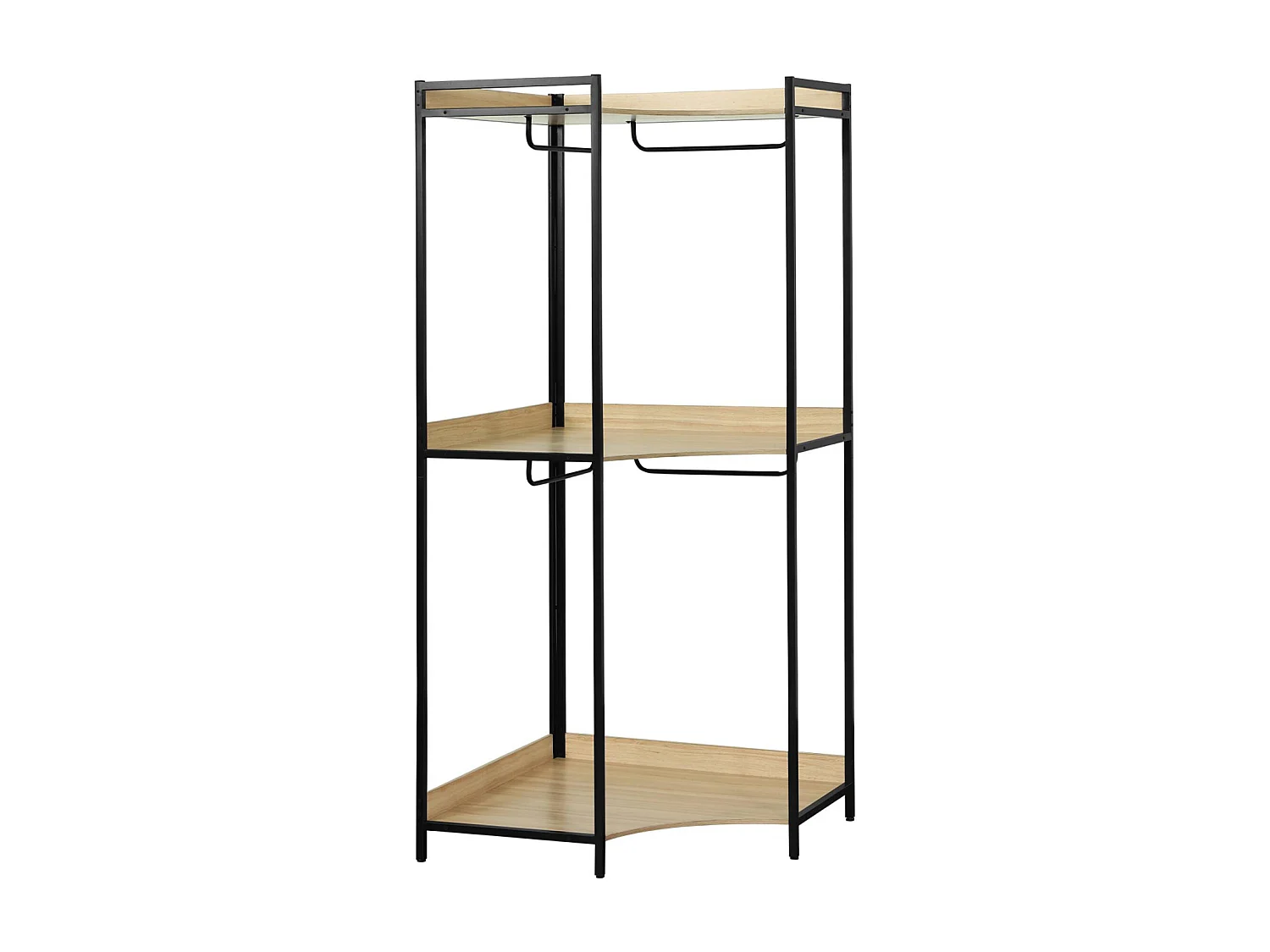 Module dressing d'angle noir avec 4 penderies et 2 étagères. L 80 x P 80 x H 190 cm