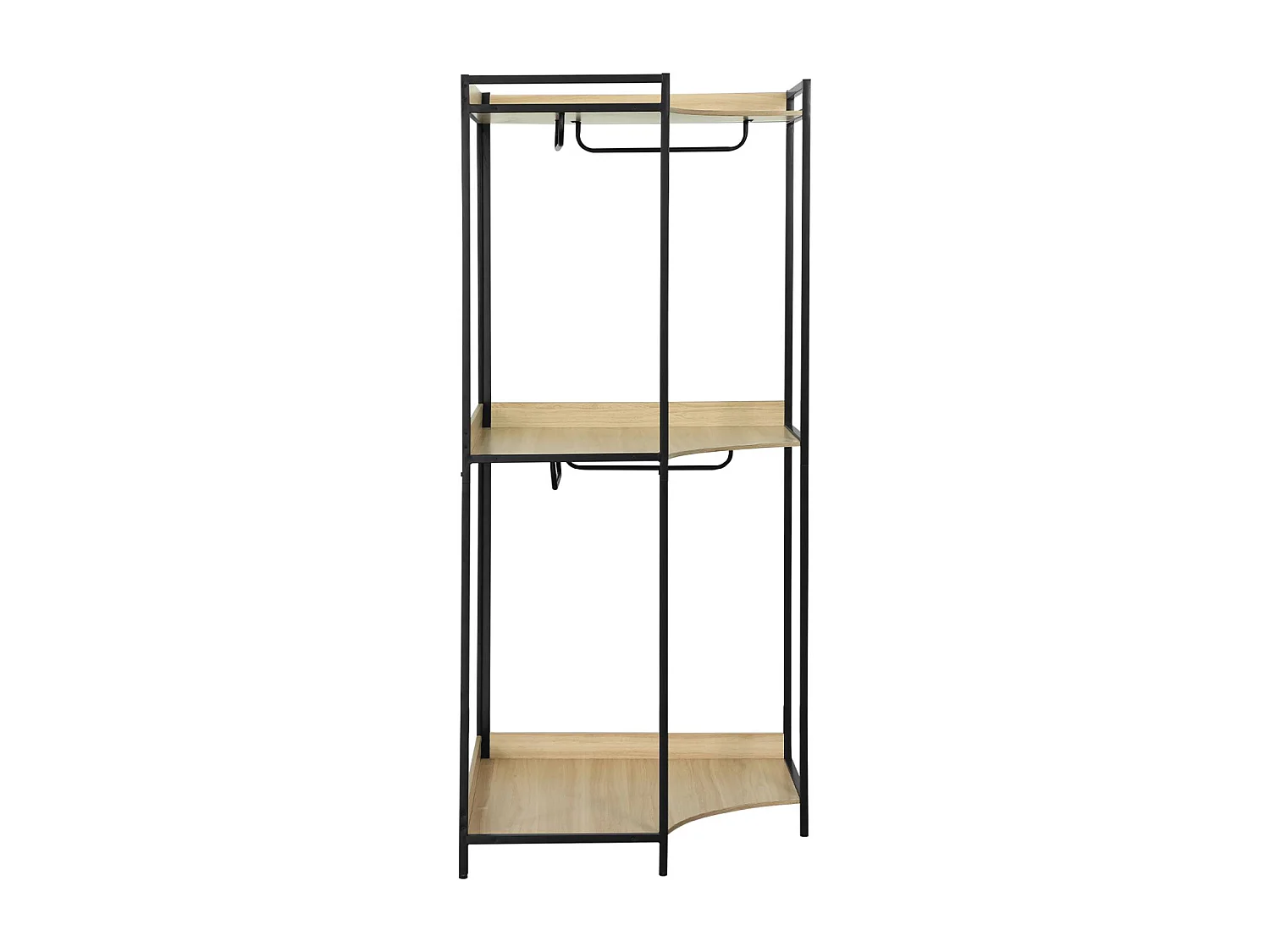 Module dressing d'angle noir avec 4 penderies et 2 étagères. L 80 x P 80 x H 190 cm