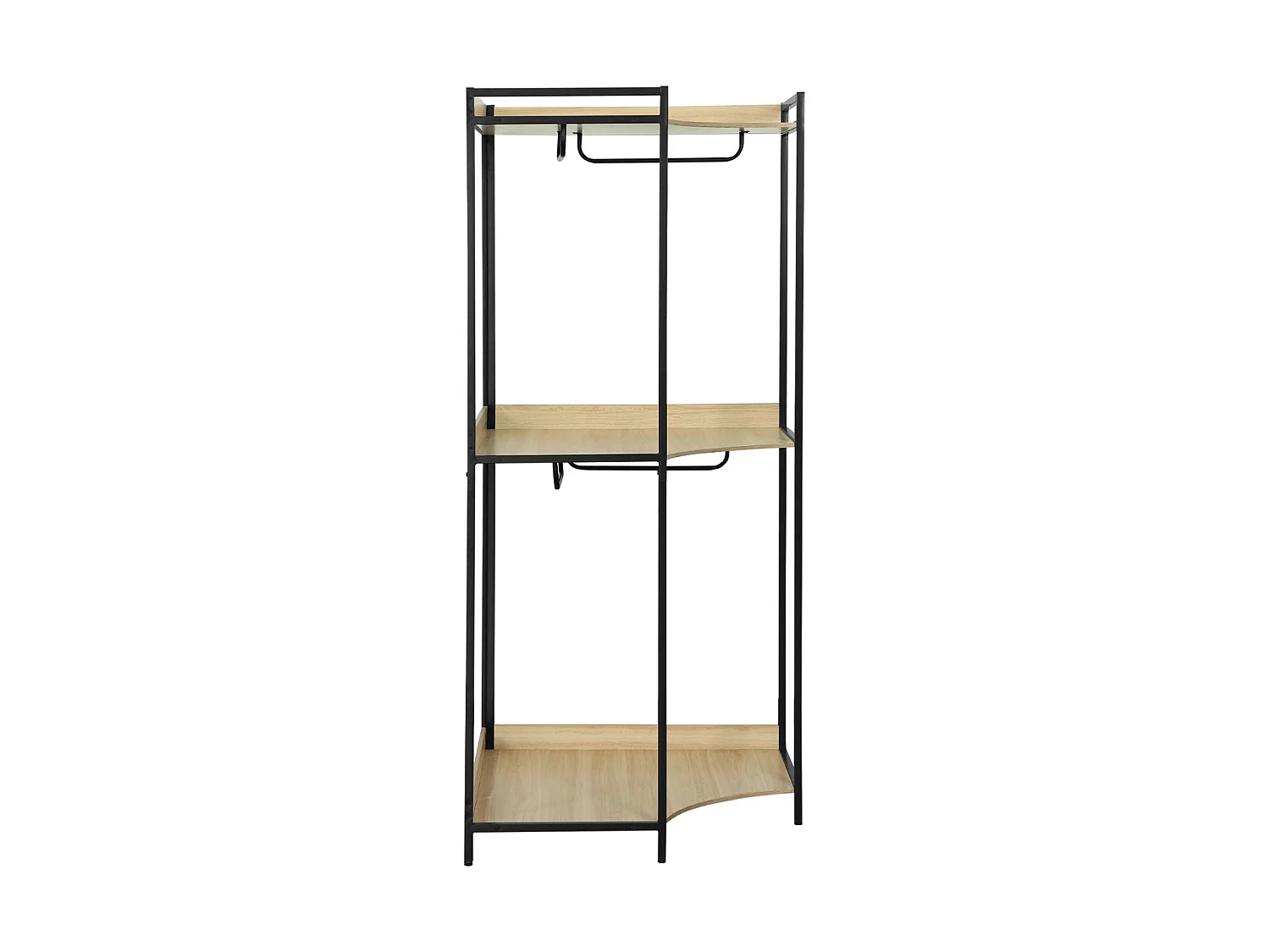 MODULO GUARDAROBA ANGOLARE CON 4 ARMADI E 2 RIPIANI NERO - 80X80X190