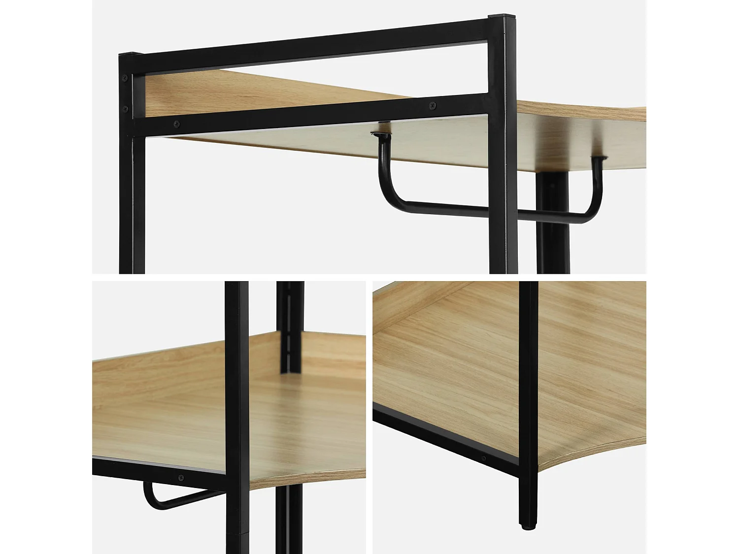 MODULO GUARDAROBA ANGOLARE CON 4 ARMADI E 2 RIPIANI NERO - 80X80X190