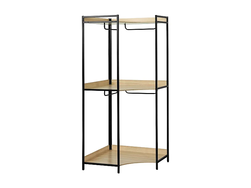 Module dressing d'angle noir avec 4 penderies et 2 étagères. L 80 x P 80 x H 190 cm