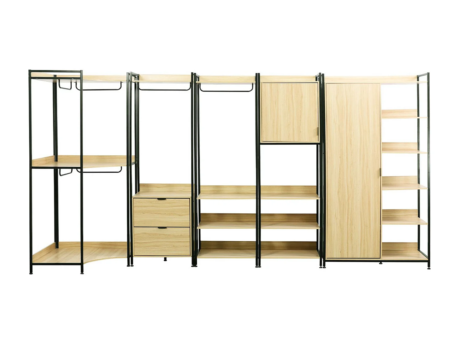 Kit dressing modulable noir avec 5 éléments. L 360 x P 48 x H 190