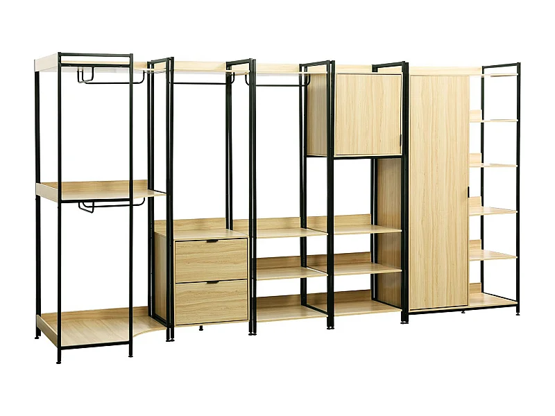 Kit dressing modulable noir avec 5 éléments. L 360 x P 48 x H 190