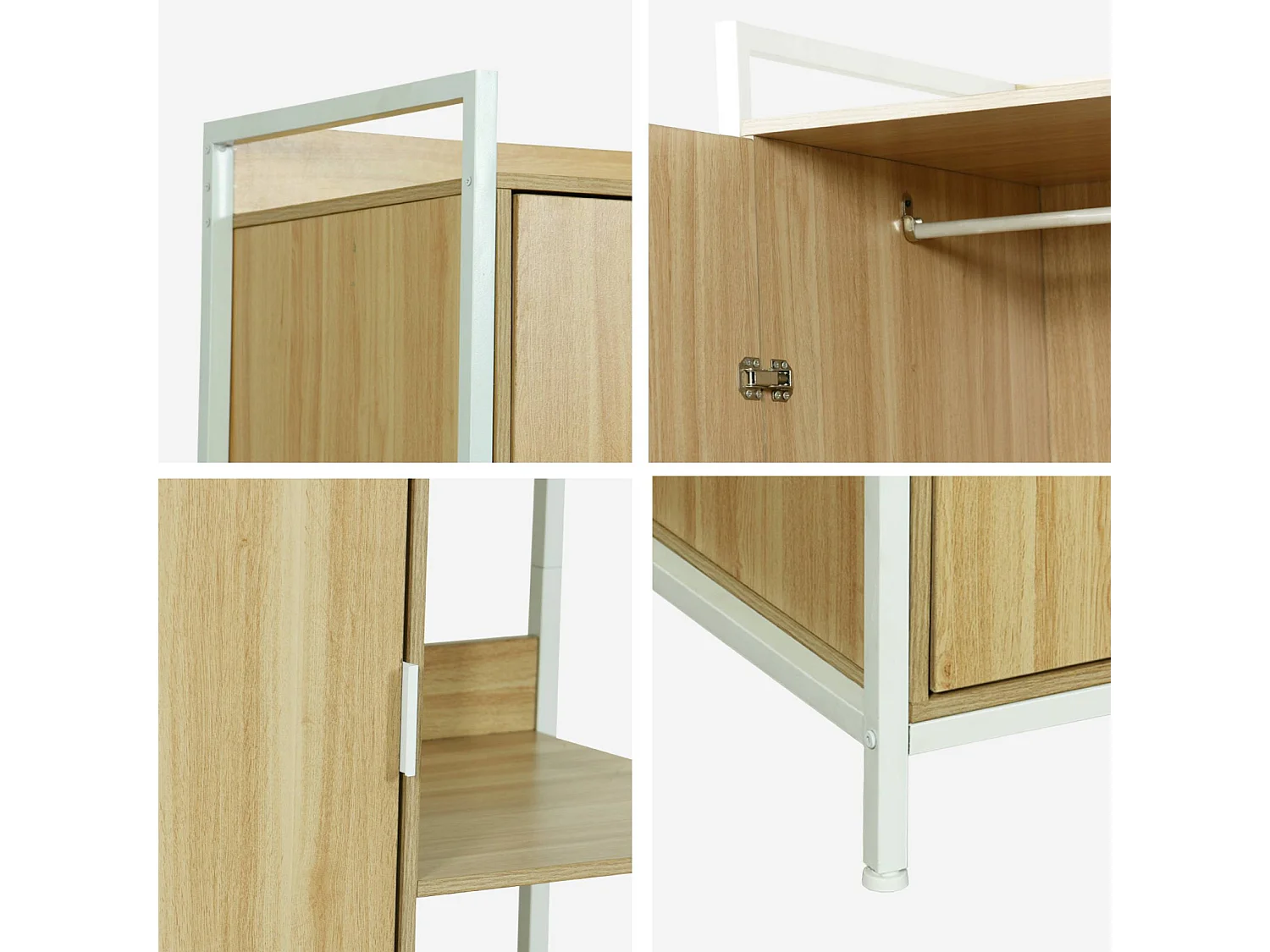 Module dressing blanc avec 1 penderie. 6 étagères et 1 porte. L 100 x P 48 x H 190 cm