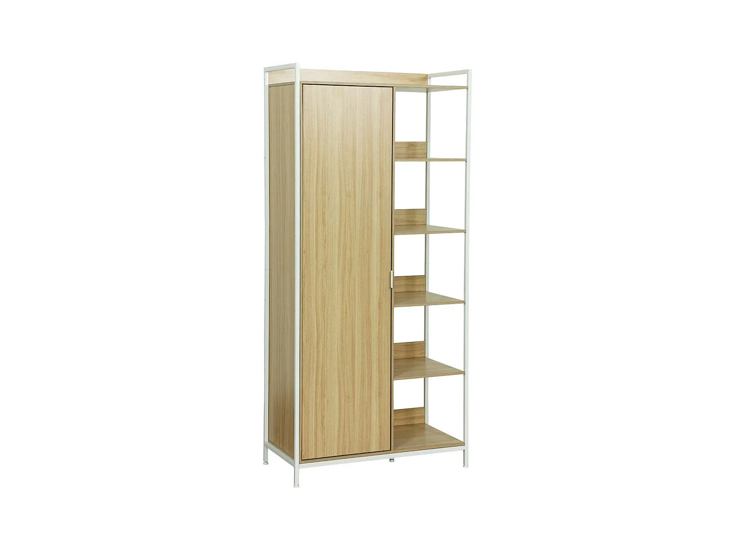 Modulo armadio con 1 armadio, 6 ripiani e 1 anta, bianco