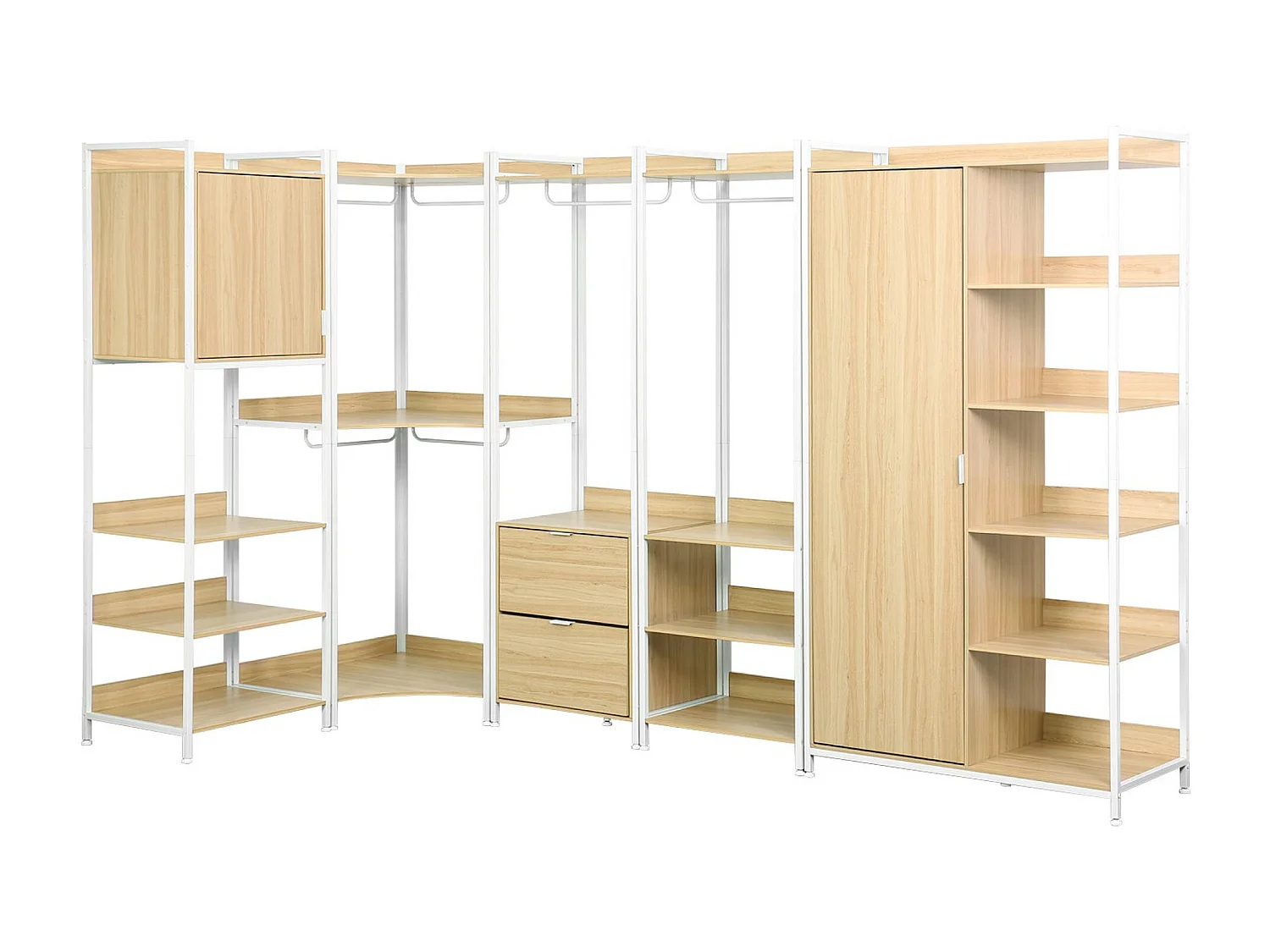 Kit dressing modulable blanc avec 5 éléments. L 360 x P 48 x H 190