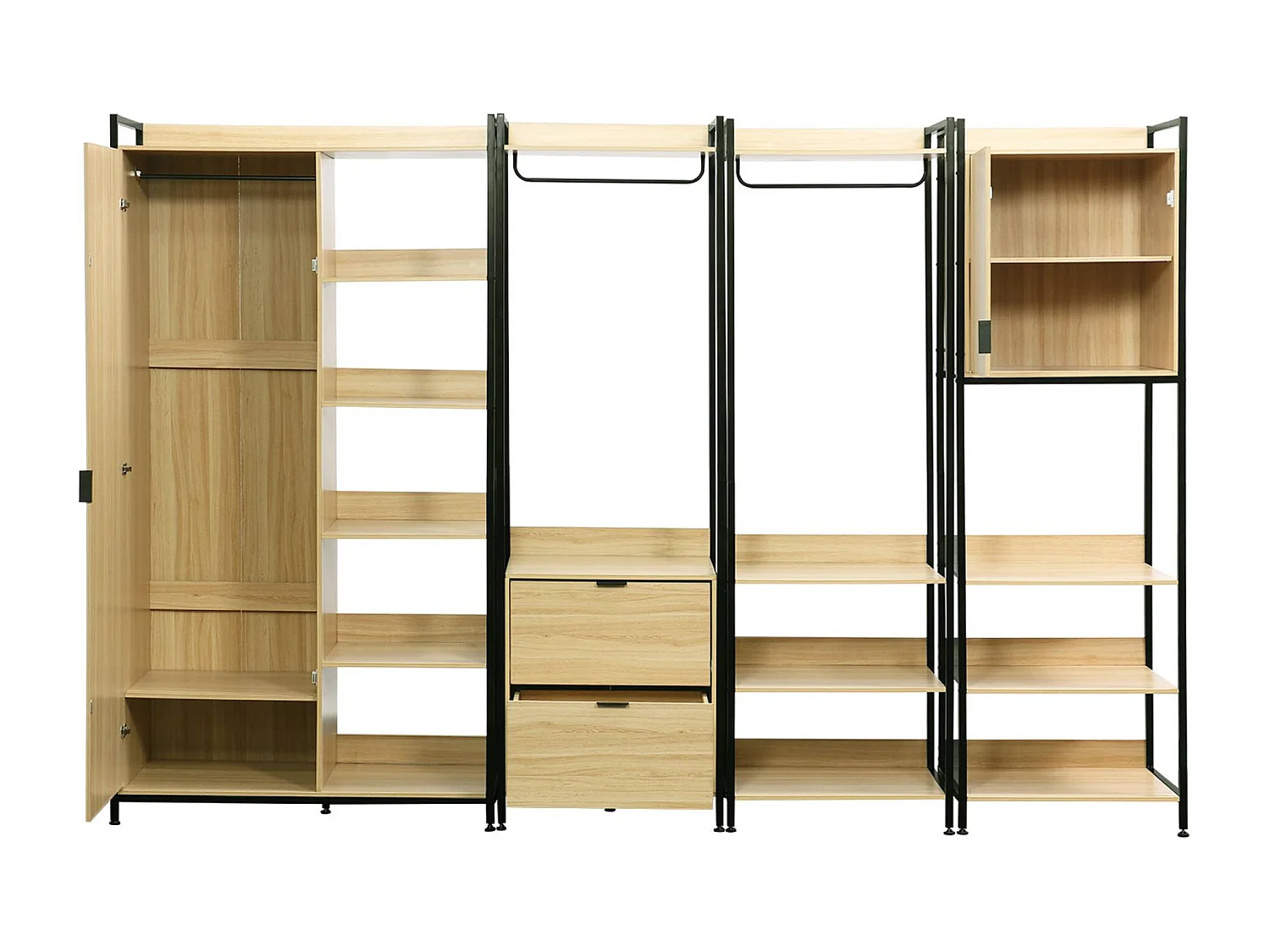 Armadio guardaroba con 4 elementi, nero