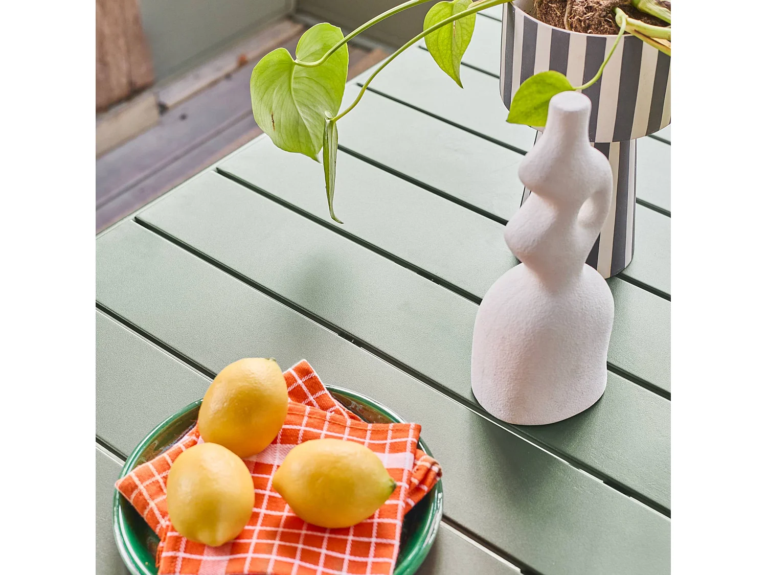 Mesa de jardín plegable de metal, 140cm verde