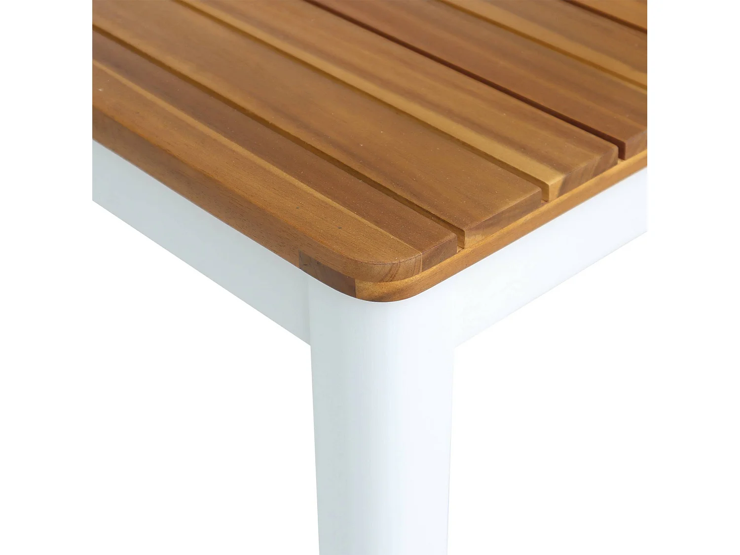 Mesa de jardín de acacia con esquinas redondeadas, 8 plazas blanco