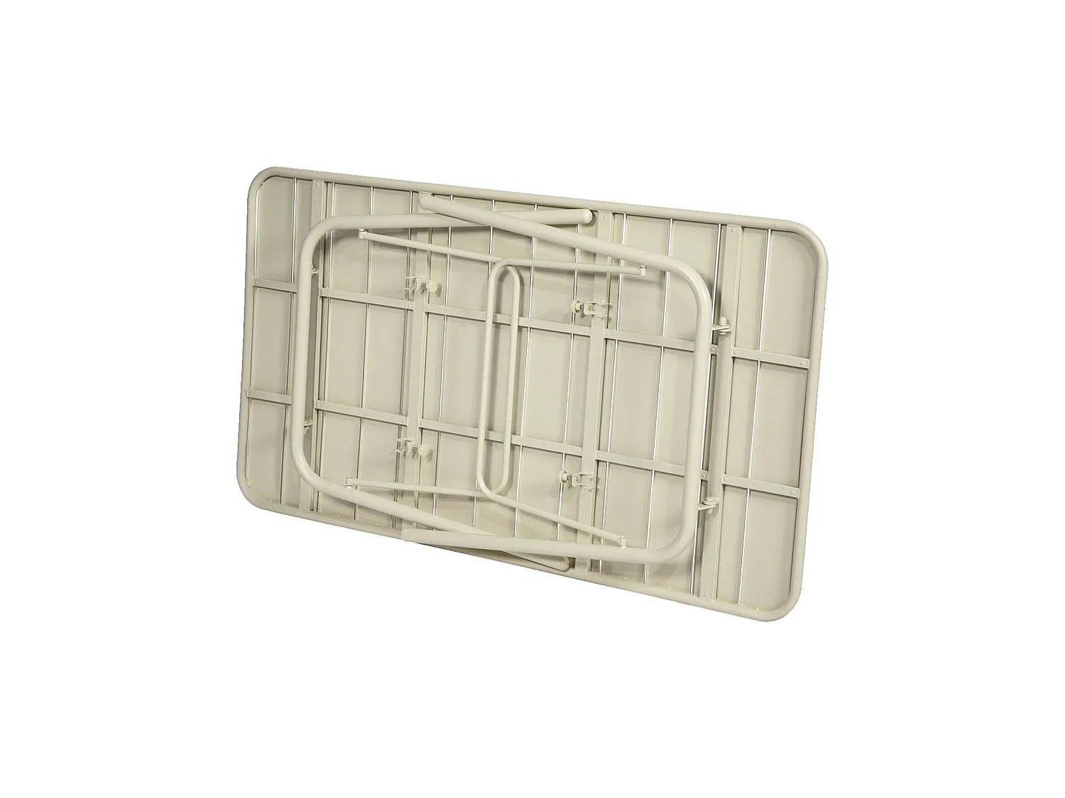 Tavolo da giardino bistrot pieghevole in metallo 6 posti, 140cm, beige