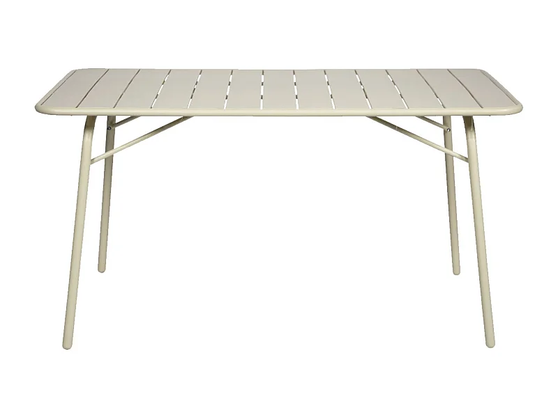 Mesa de jardín plegable de metal  140cm, 6 plazas beige
