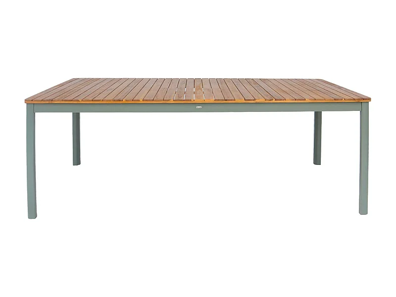 Mesa de jardín de acacia con esquinas redondeadas, 8 plazas verde kaki