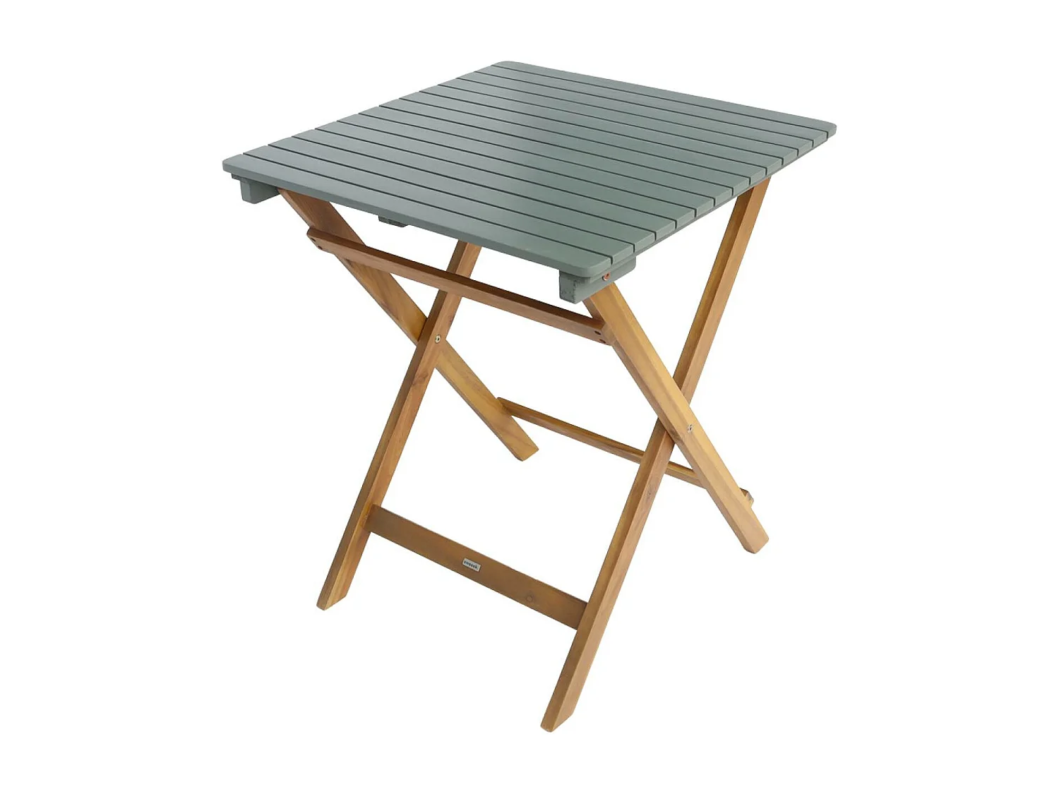 Mesa de jardín de madera de acacia con 2 sillas plegables verde kaki