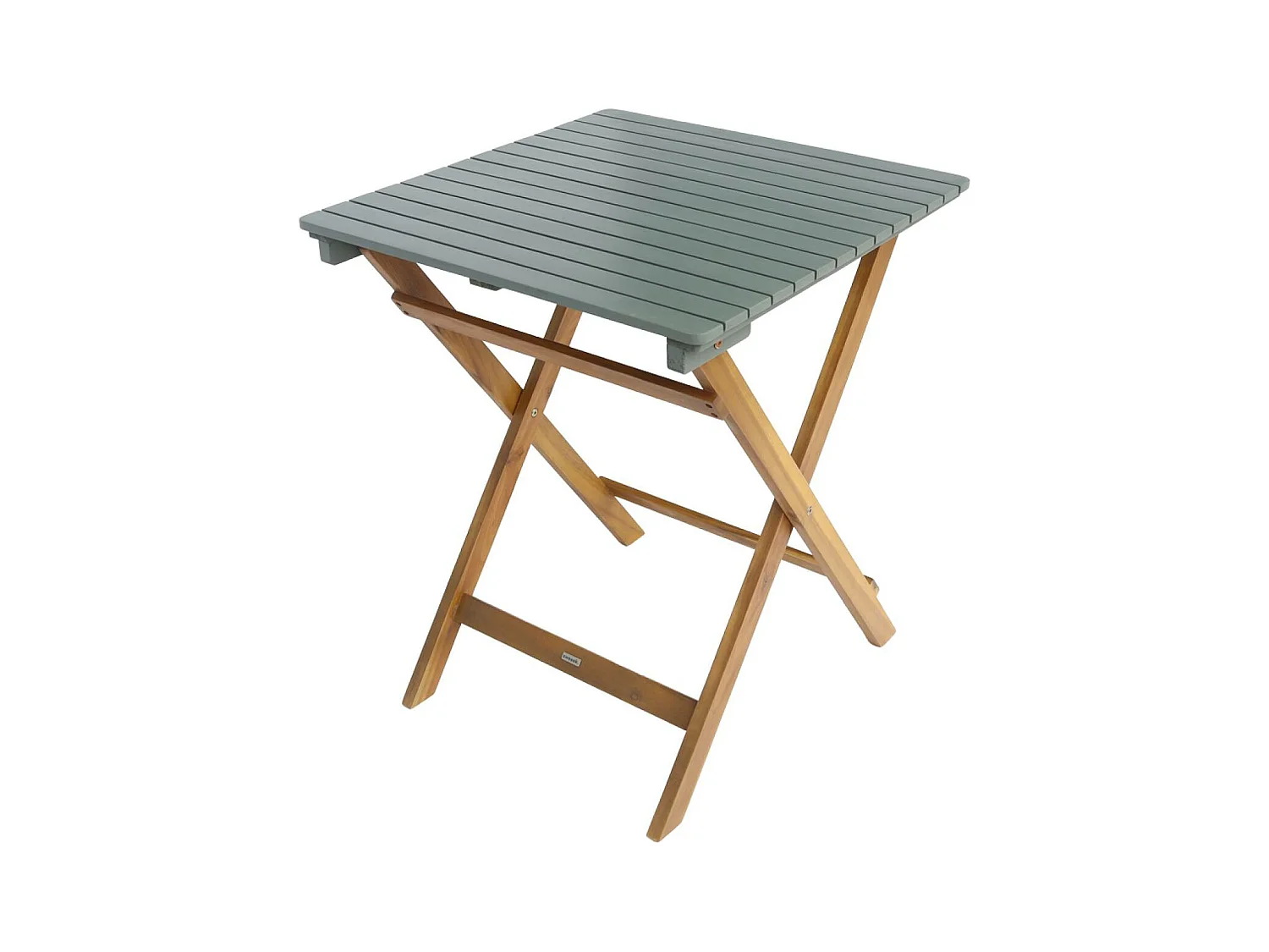 Table de jardin pliante bois d'acacia + 2 assises kaki HILORA . table carrée