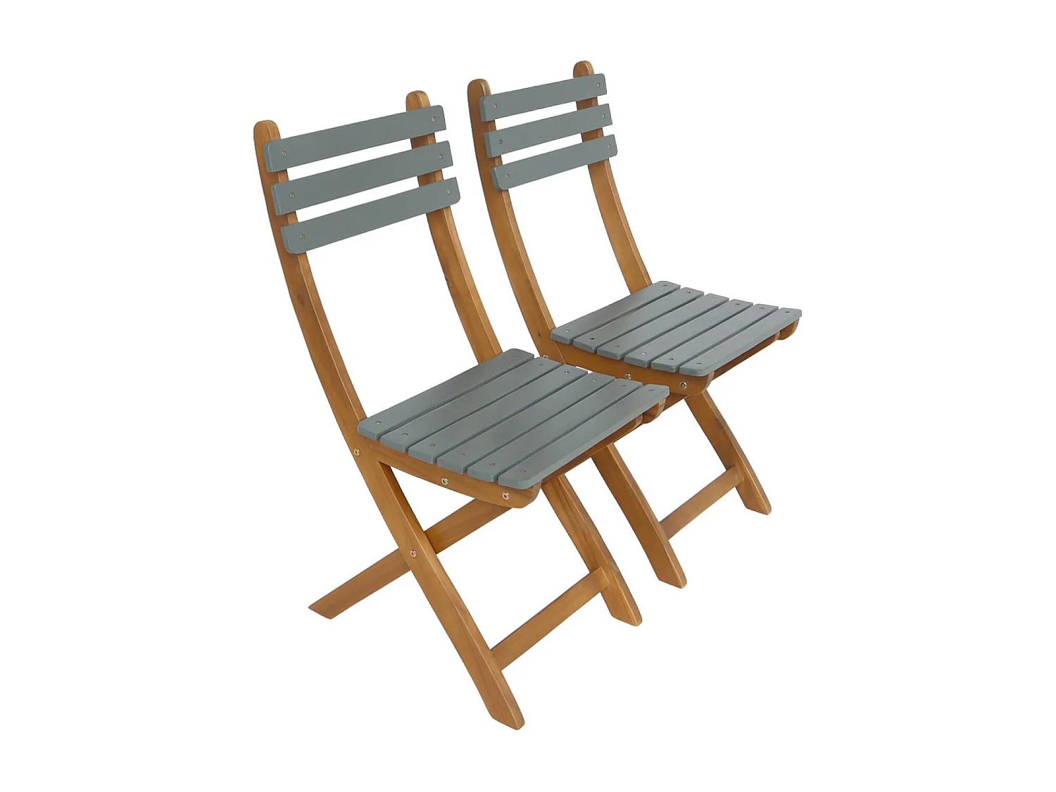 Set tavolo da giardino in legno di acacia con 2 sedie pieghevoli,