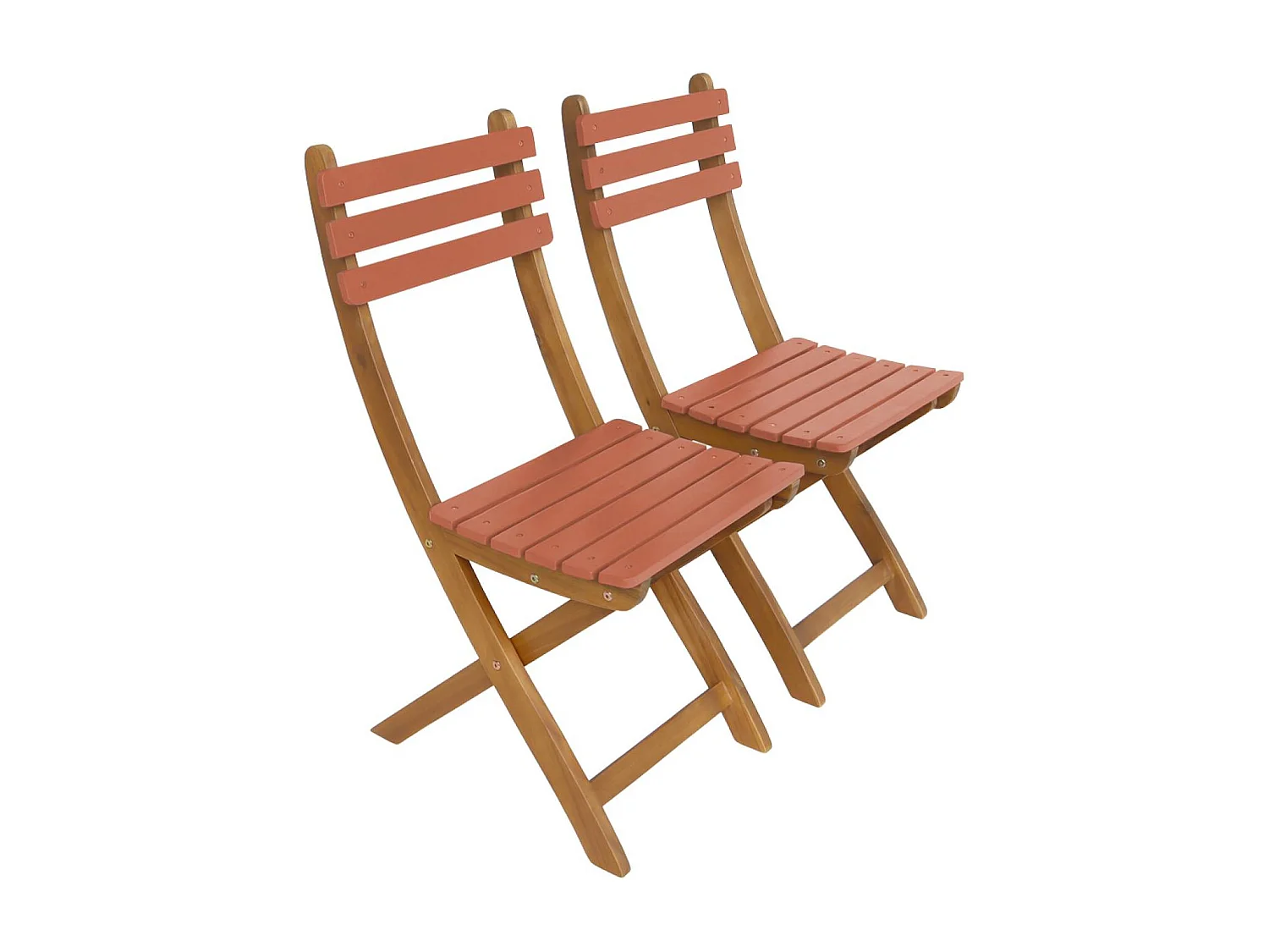 Set tavolo da giardino in legno di acacia con 2 sedie pieghevoli,