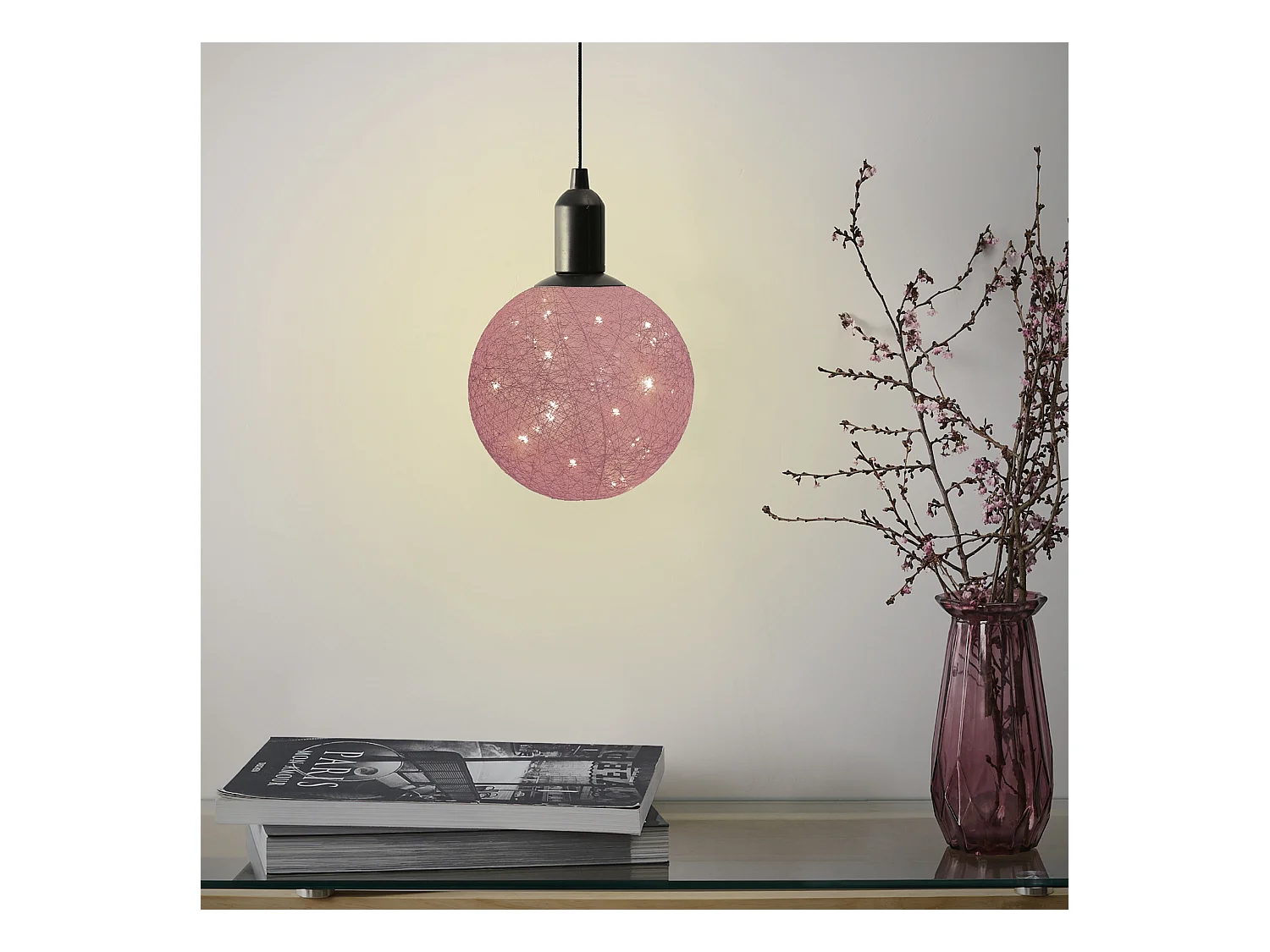 Lampe Suspension à Led "Boule" 30cm Rose