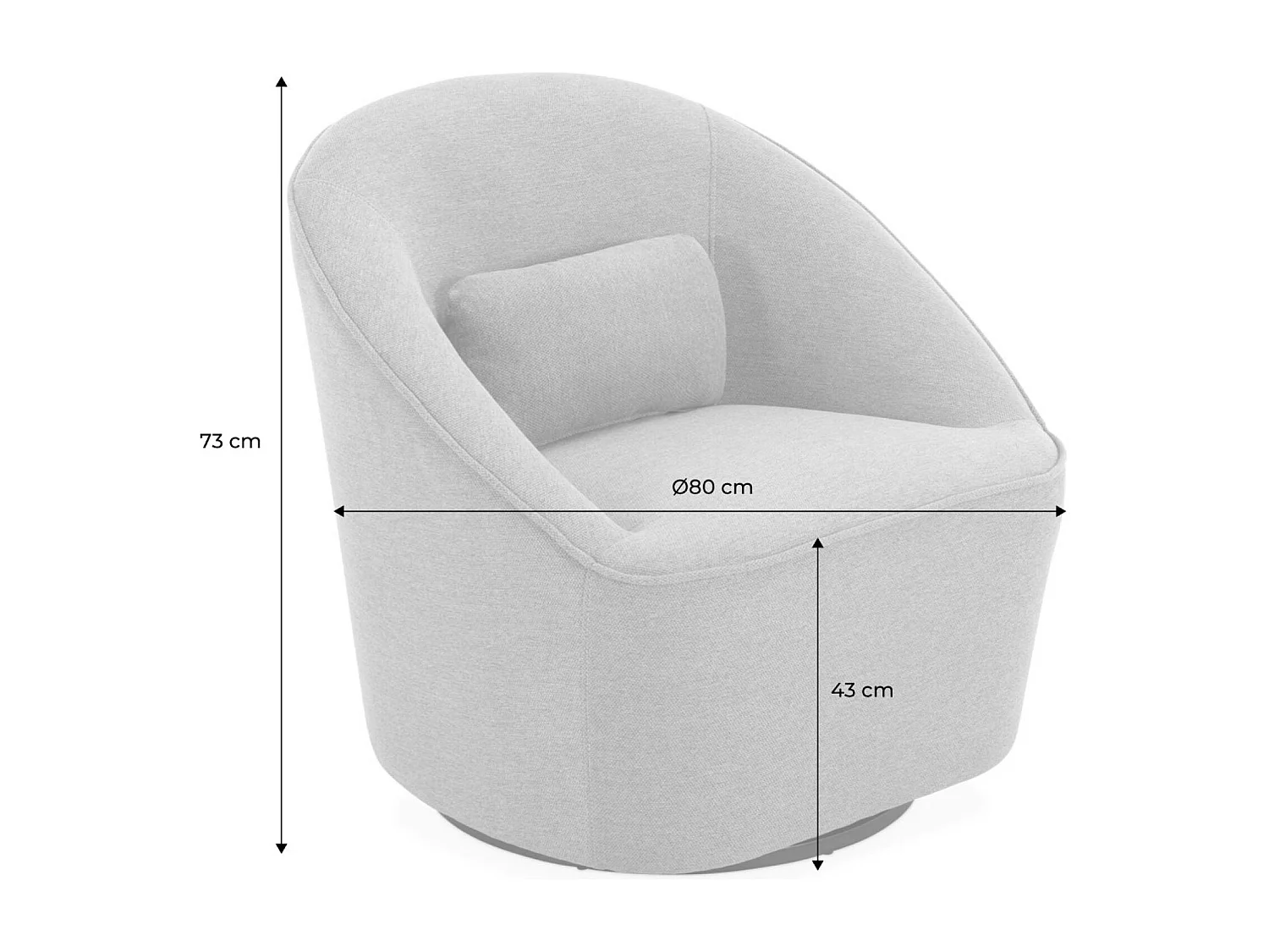 Sillón giratorio de tela 360º con cojín gris beige