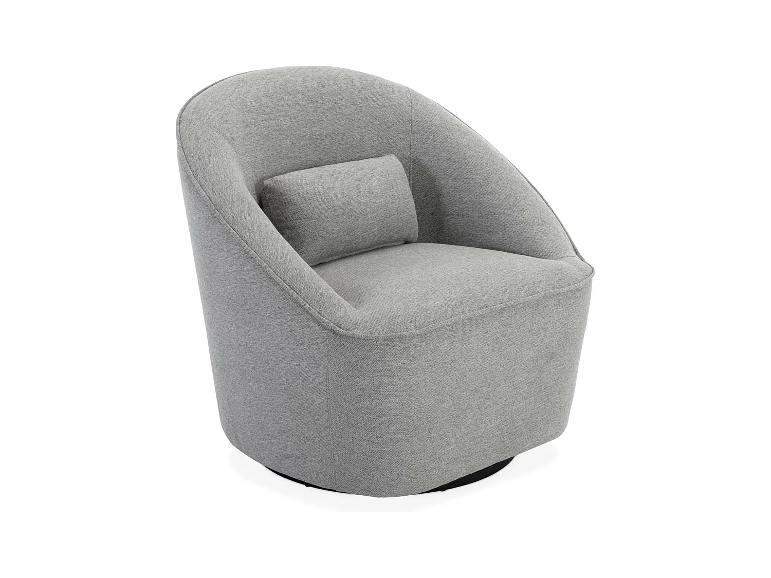 Fauteuil pivotant 360° en tissu gris clair. avec coussin LANA L 80 x P 73 x H77cm