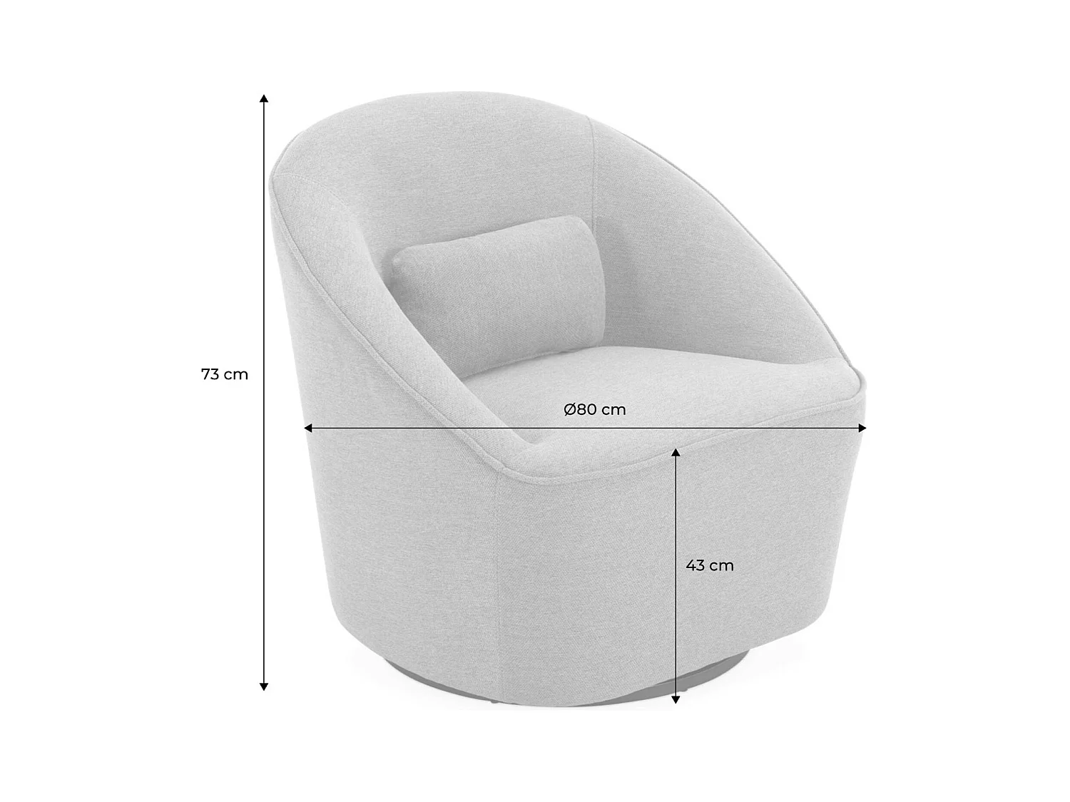 Sillón giratorio de tela 360º con cojín gris claro