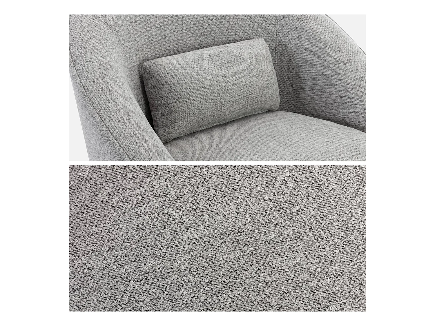 Sillón giratorio de tela 360º con cojín gris claro