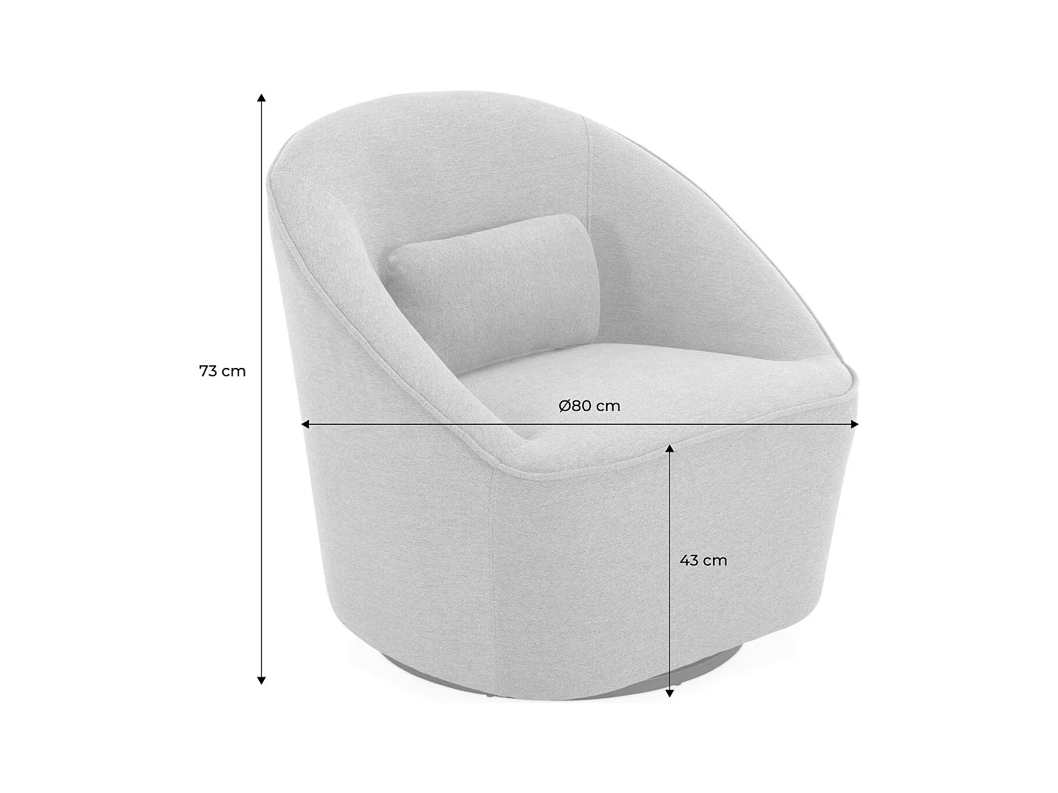 Sillón giratorio de tela 360º con cojín gris claro