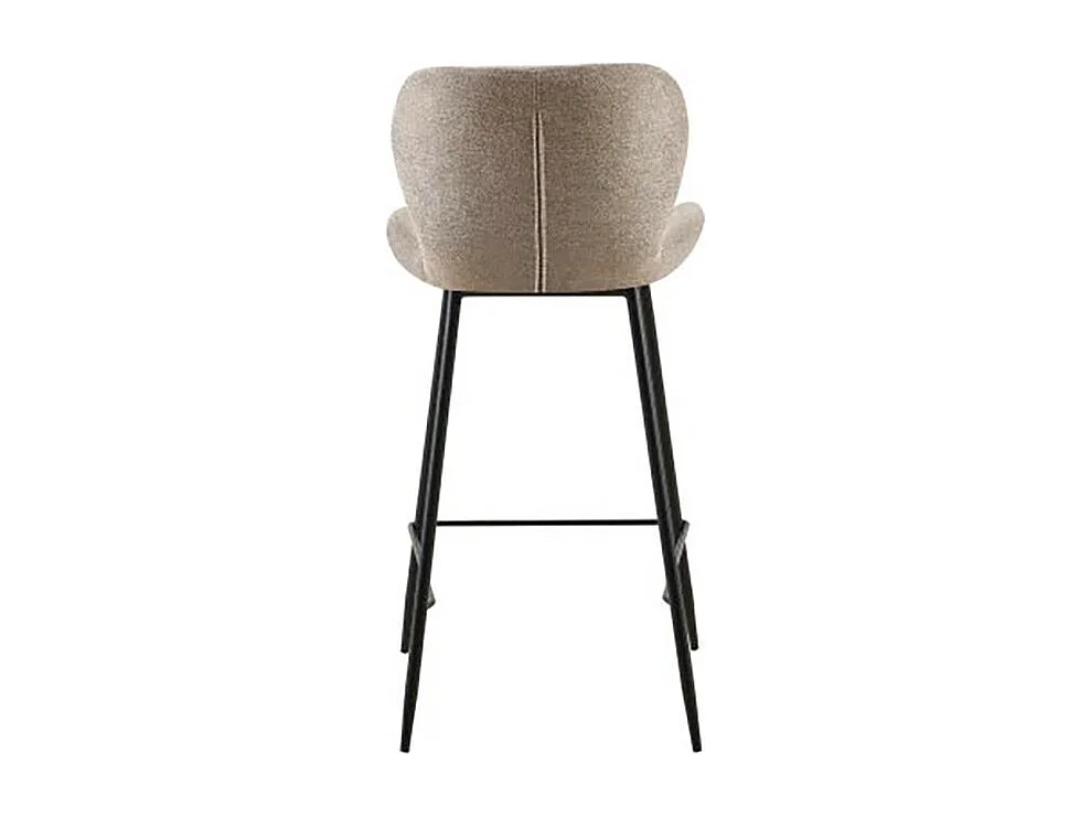 Tabouret de bar tissu beige pieds métal noir