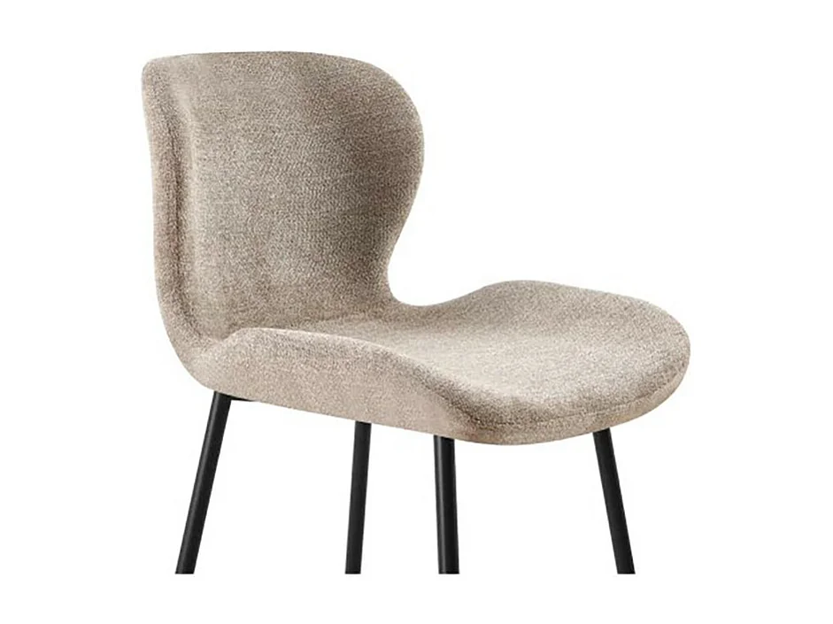 Tabouret de bar tissu beige pieds métal noir