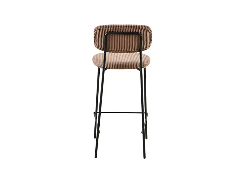 Tabouret de bar style écolier velours côtelé beige