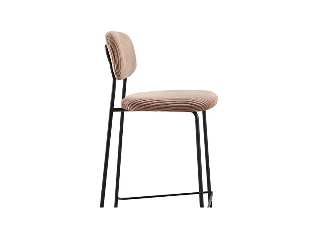 Tabouret de bar style écolier velours côtelé beige
